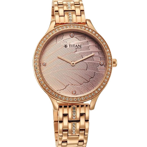 Titan Glitz Rose Gold Dial Stainless Steel Strap Watch for Women 36mm NT95209WM01 - view 2