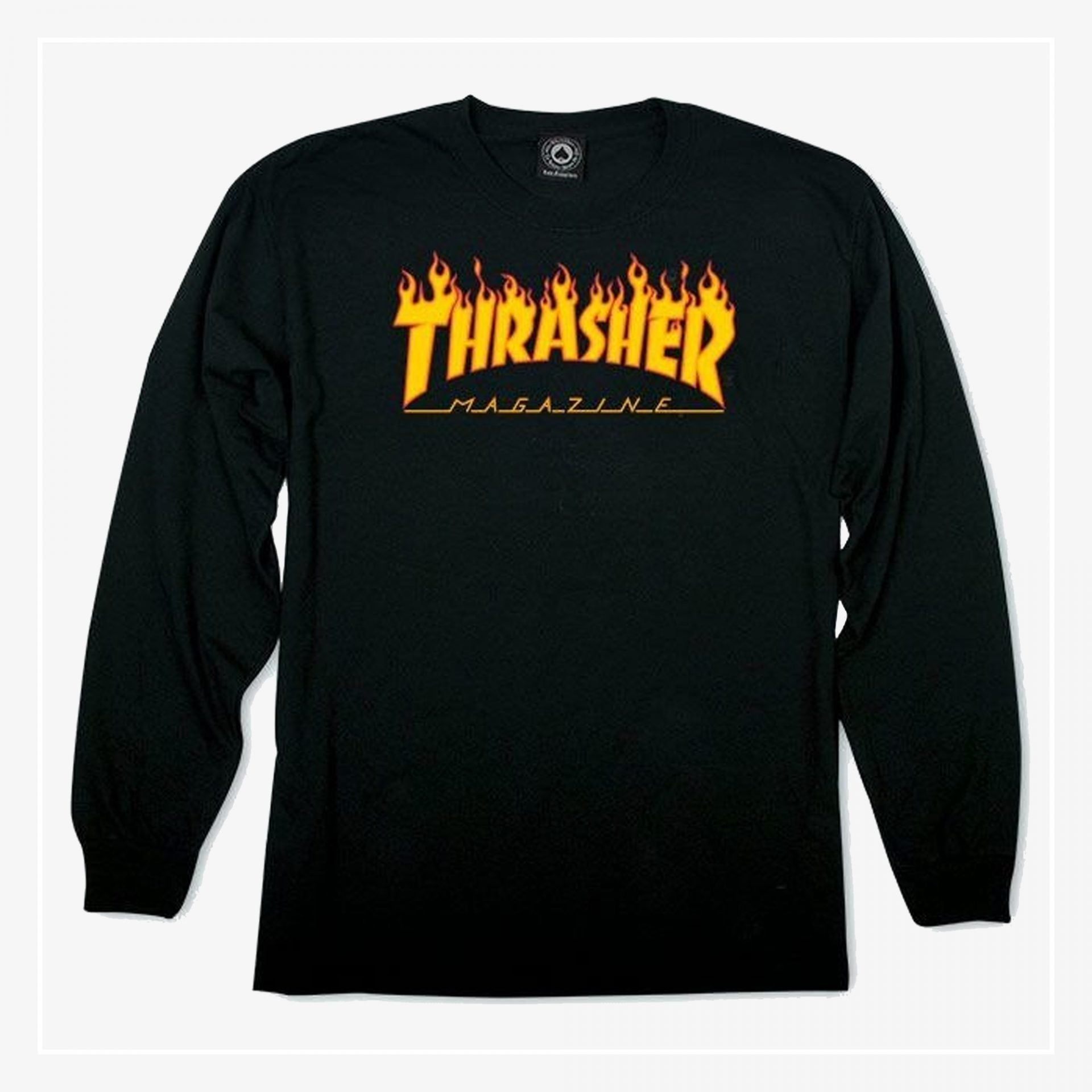 Thrasher | FLAME LONG SLEEVE { BLACK - view 2
