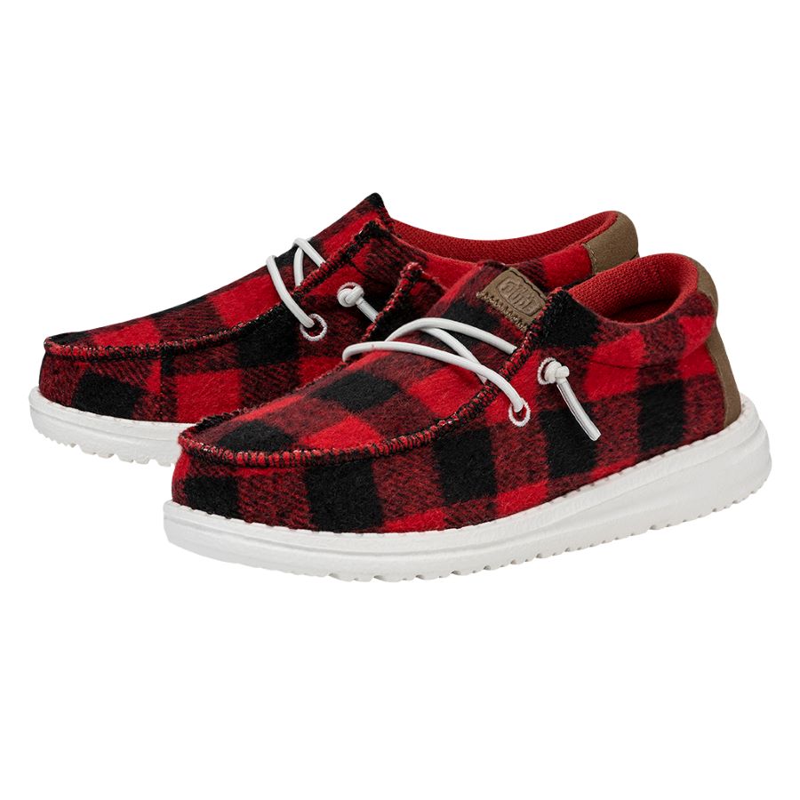 HEYDUDE shoes Wally Youth Buffalo Plaid - Red and Black Plaid - view 2