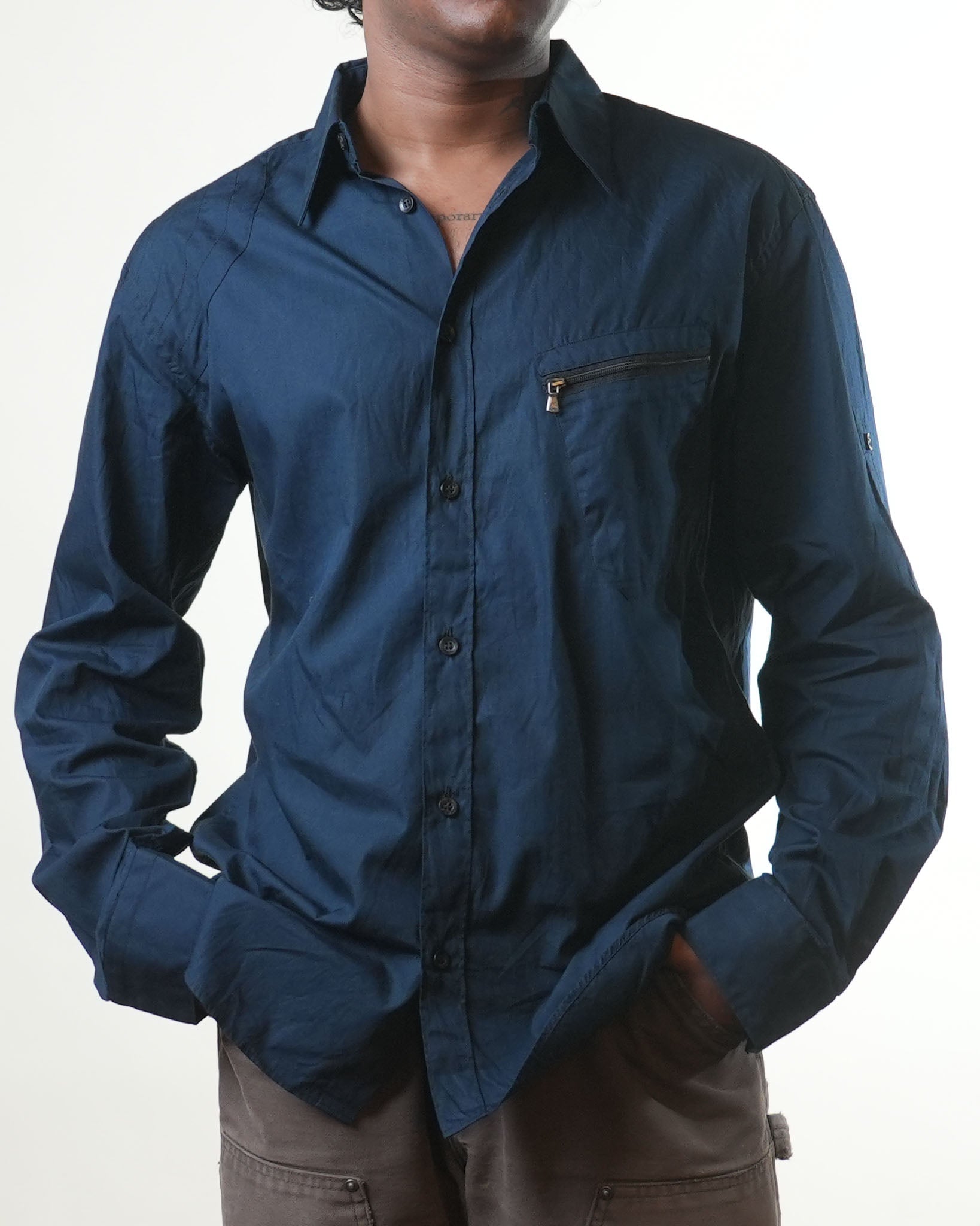 Versace Navy Blue Formal Shirt