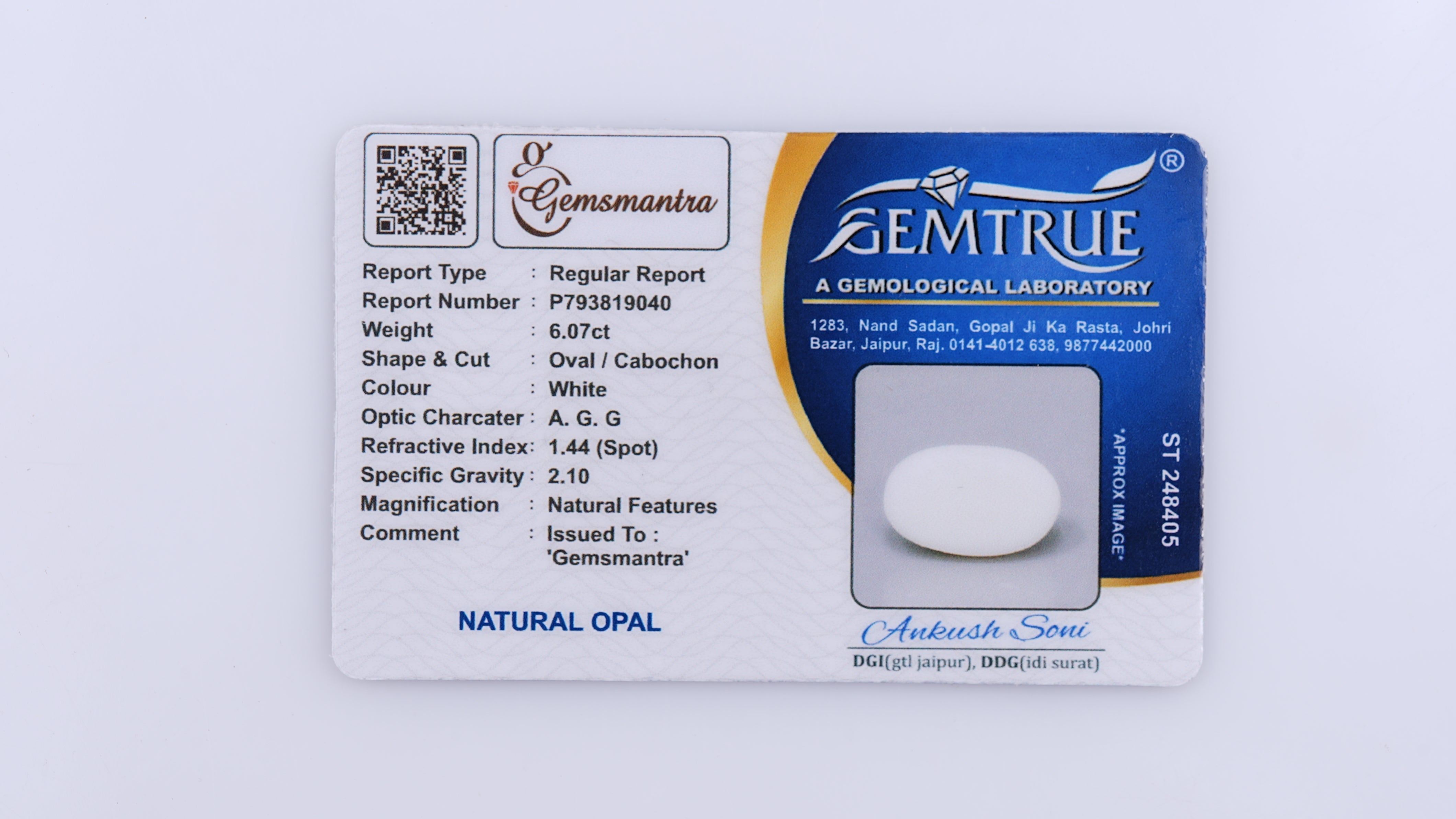 Gemsmantra Opal with Fire - 6.07 Carats (6.677 Ratti) - view 4