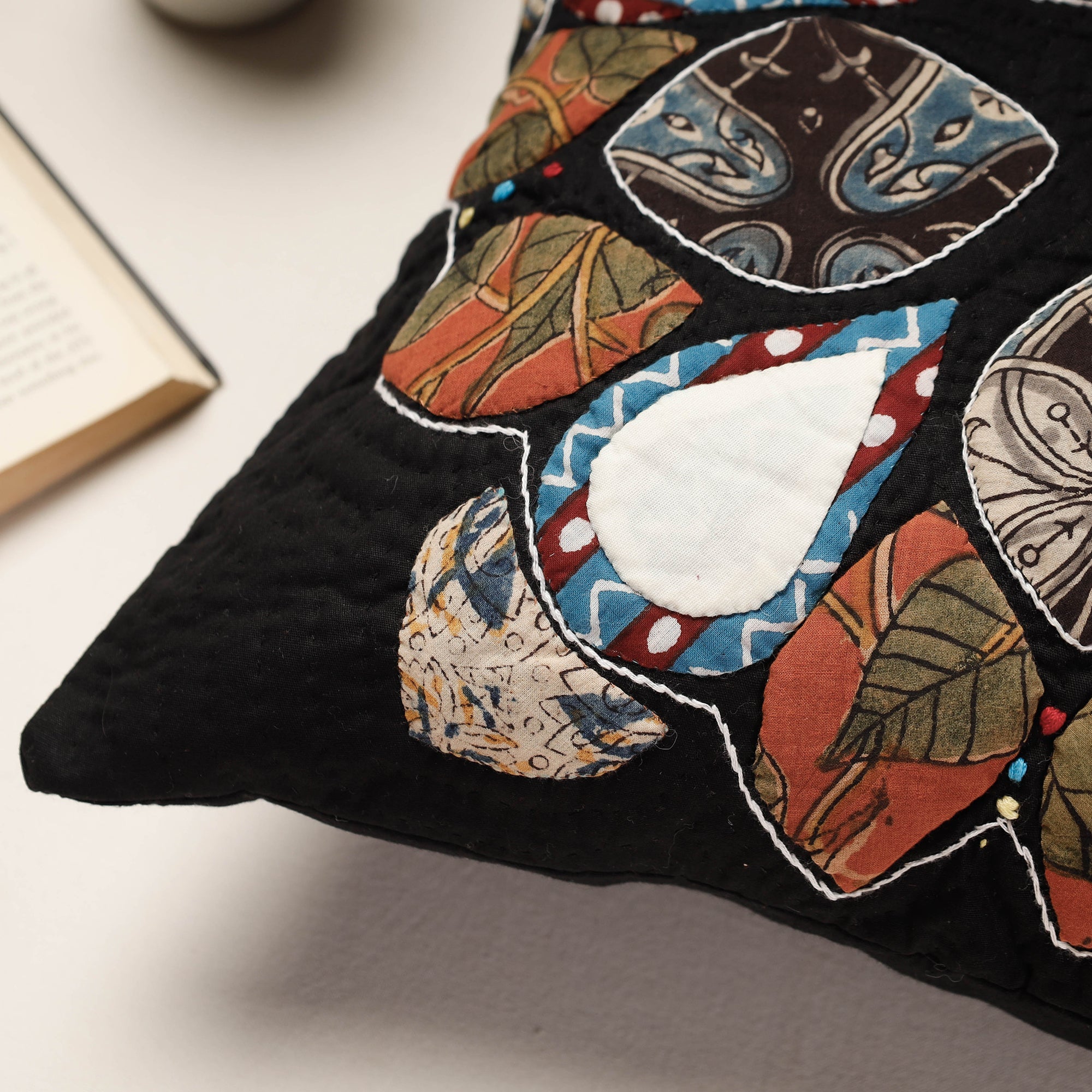 PURKAL STREE SHAKTI SAMITI Black - Applique Quilted Cotton Cushion Cover (16 x 16 in) - view 2