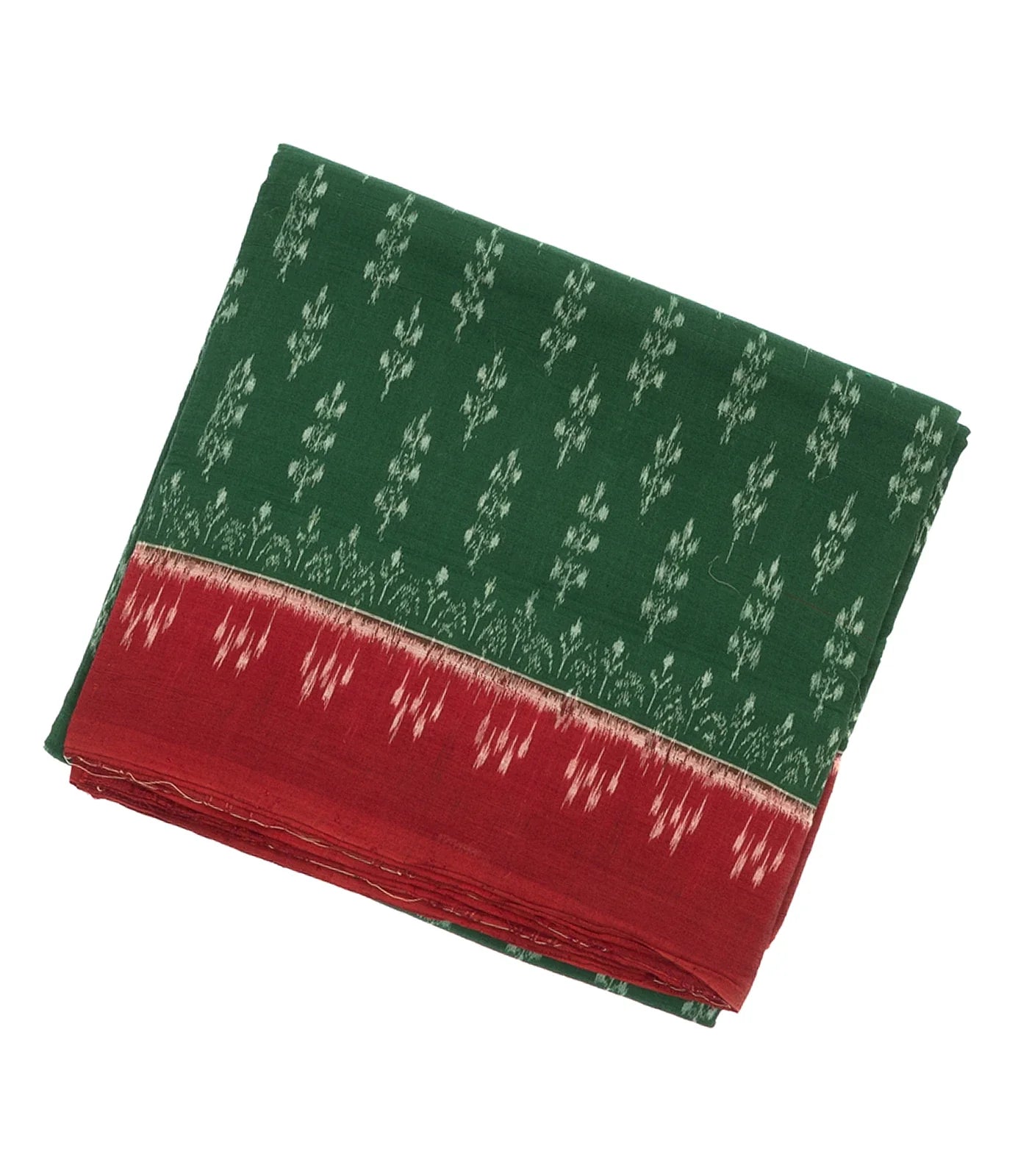 RmKV Bottle Green Orissa Cotton Saree With Tie & Dye Motifs