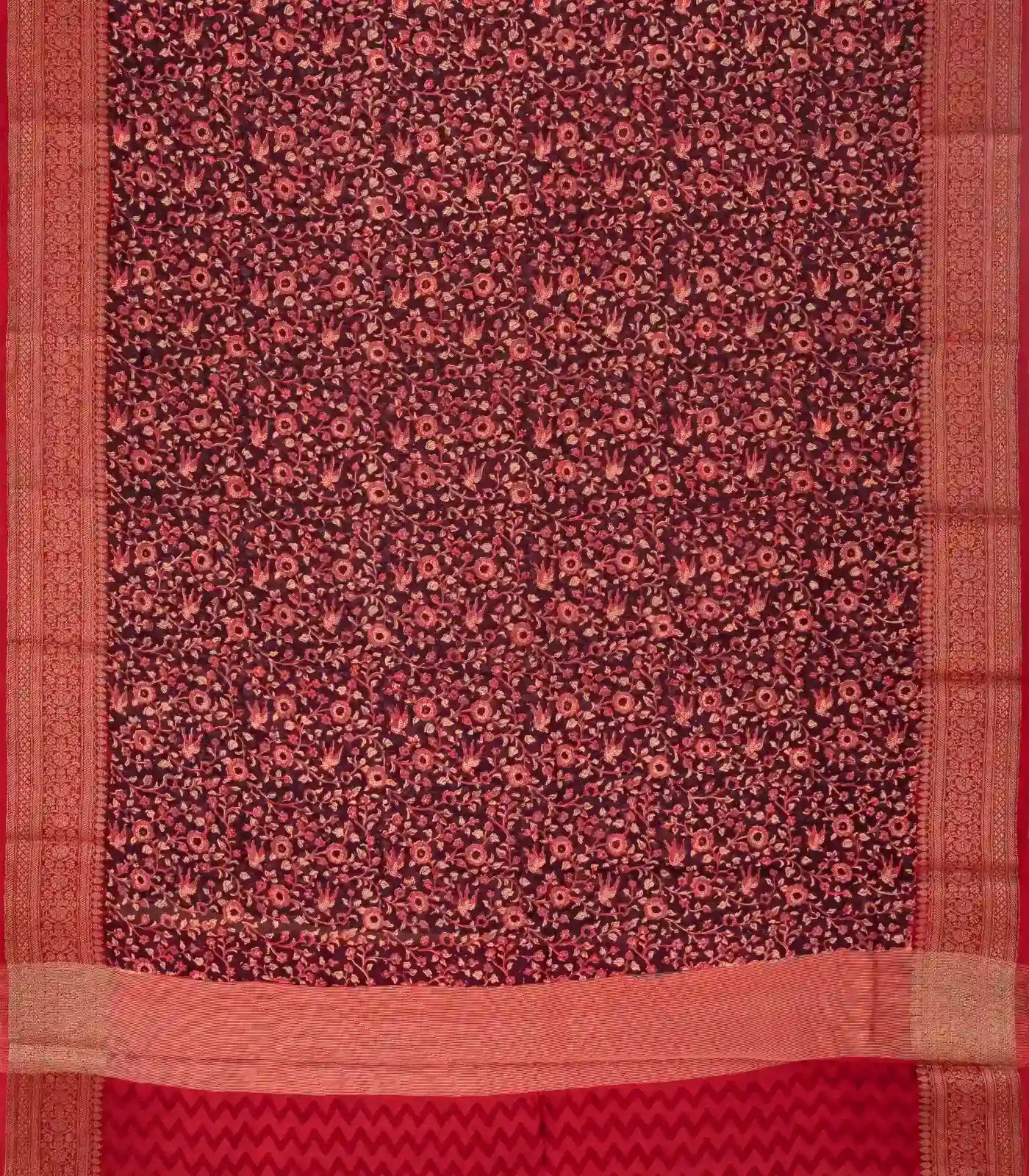 RmKV Maroon Woven Chanderi Cotton Saree With Red Border - view 2