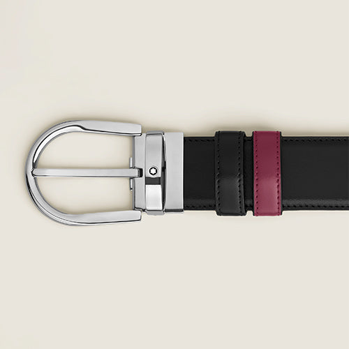 Montblanc Mont Blanc, Horseshoe Buckle Black/Cassis 35 mm Reversible Leather Belt - view 2