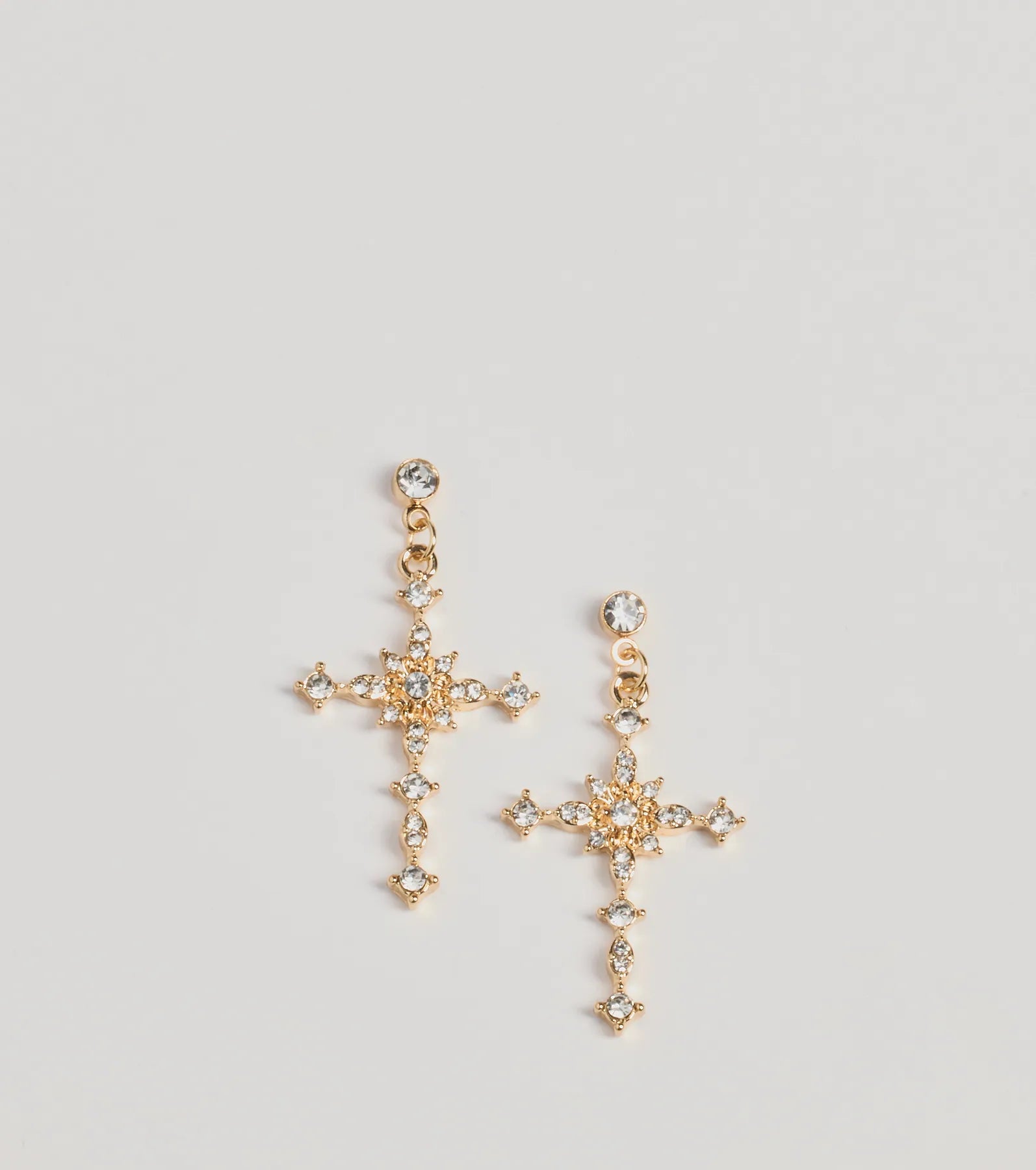 Windsor Graceful Charm Cross Rhinestone Earrings