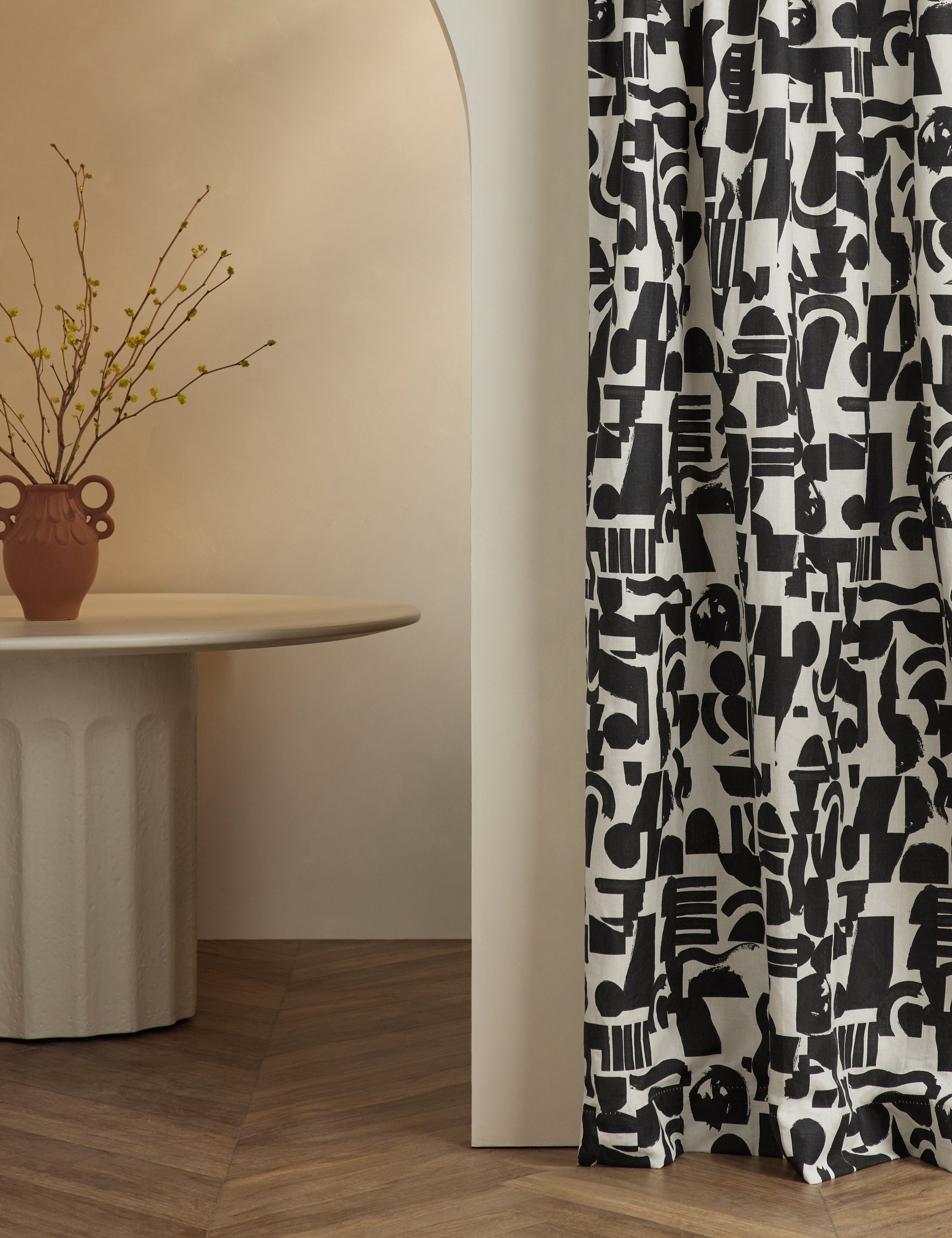Lulu and Georgia Organic Shapes Linen Curtain Panel by Sarah Sherman Samuel