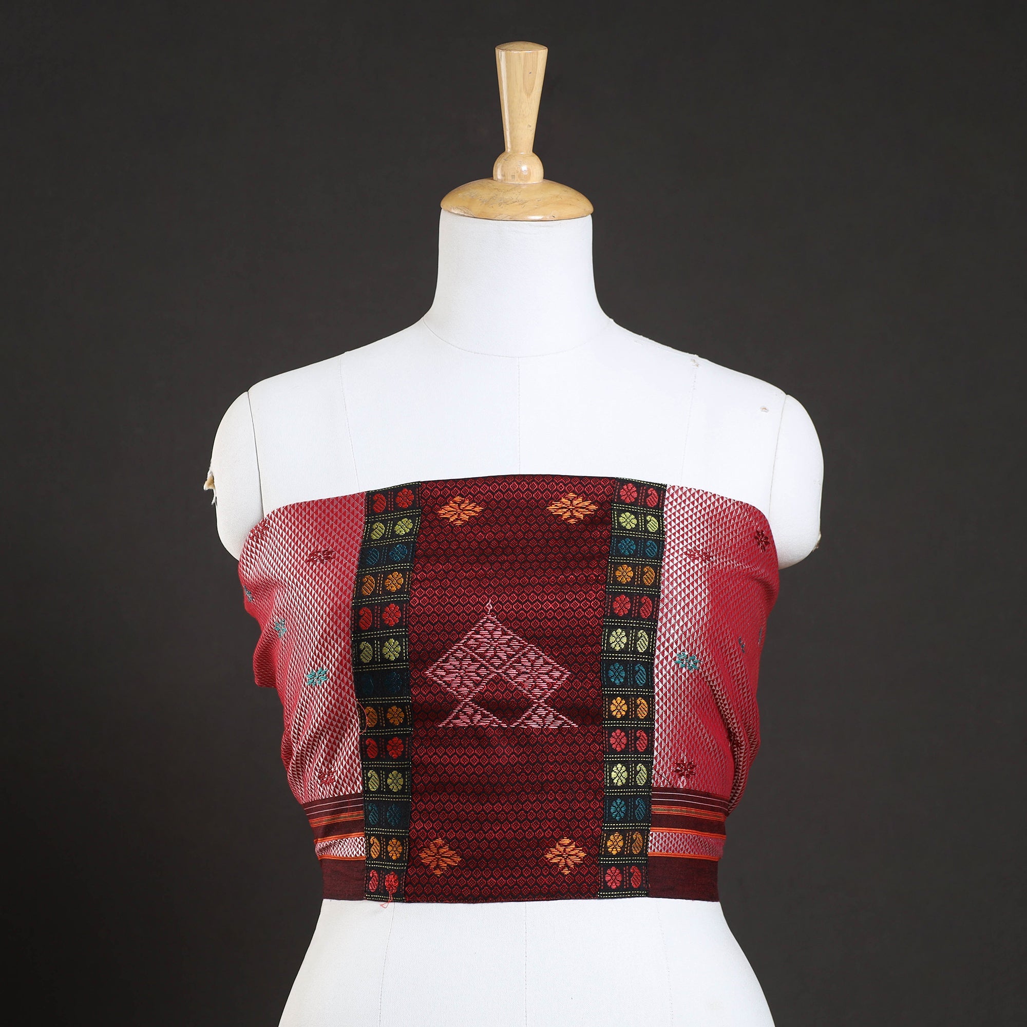 ITOKRI CRAFTS INITIATIVE Pink - Kasuti Embroidery Unstitched Khun Silk Cotton Blouse Piece