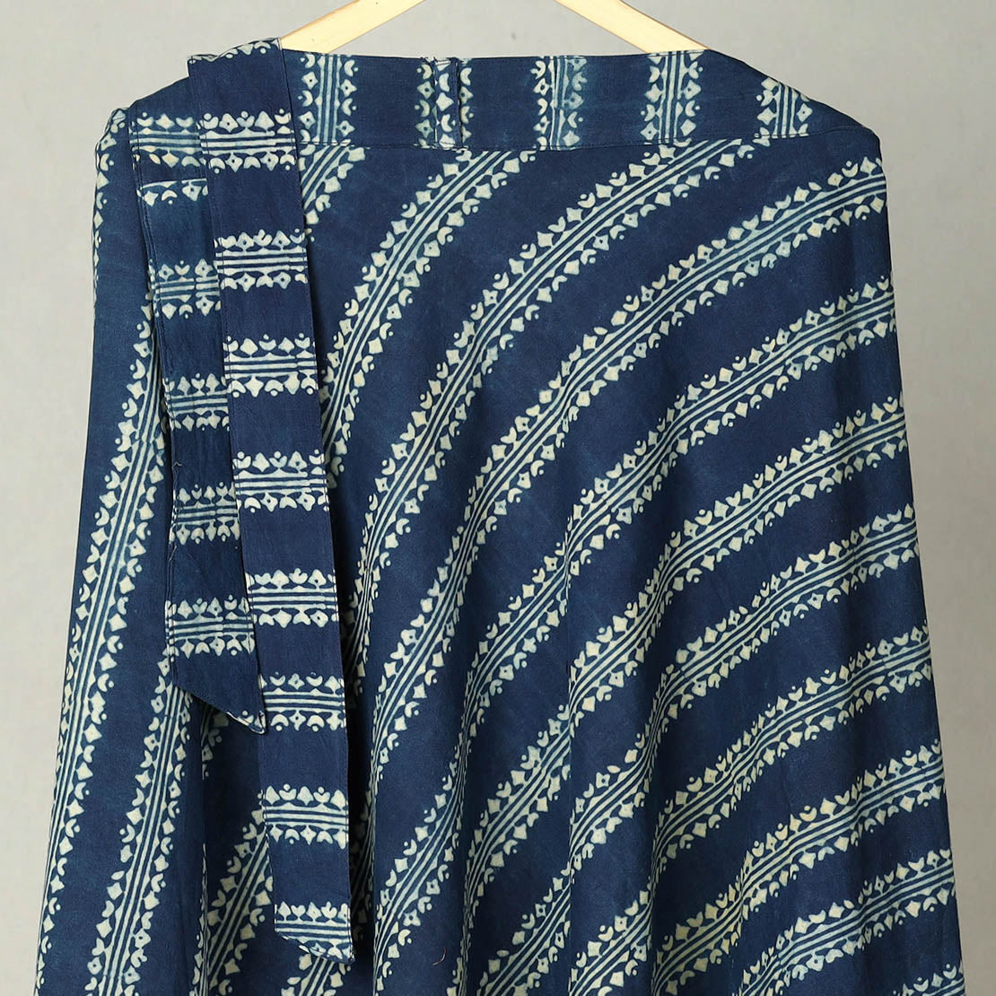 NOORI BAZAR Blue - Block Print Cotton Wrap Around Ajrakh Skirt 06 - view 2