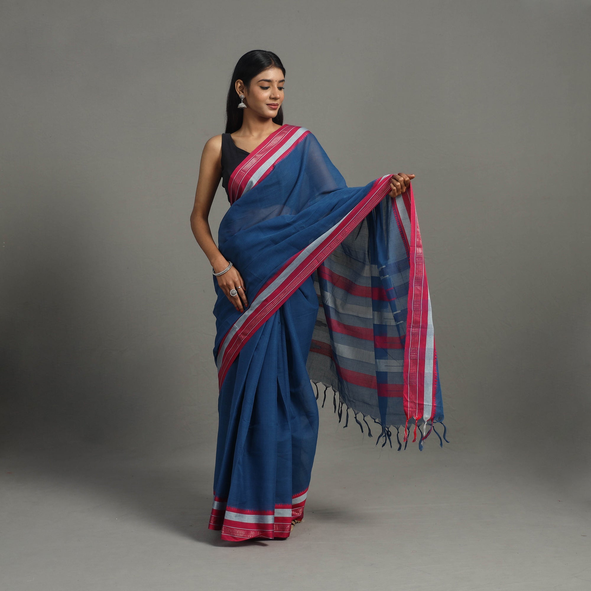 CREYO Blue - Cresendo Cotton Handloom Saree 04 - view 2