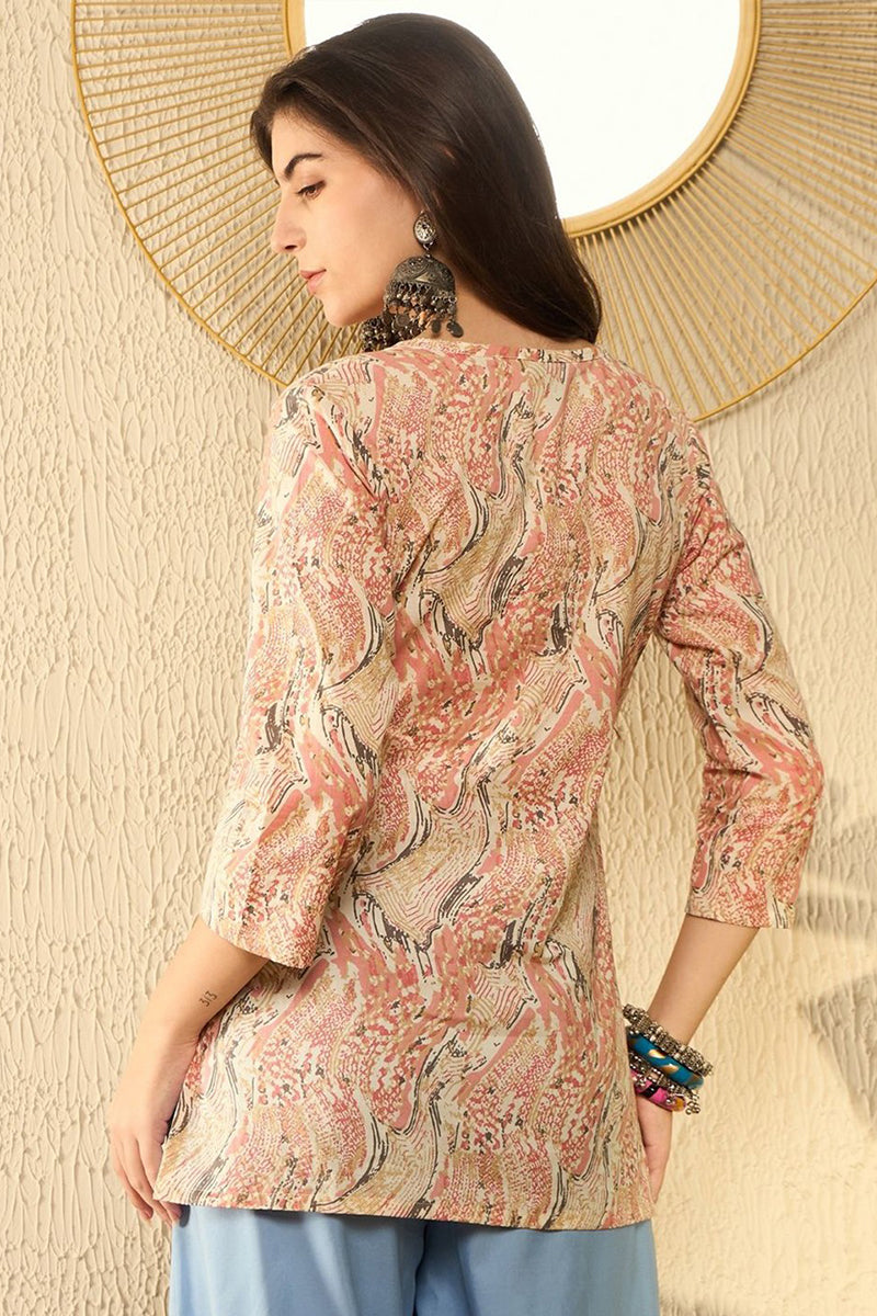 Ahika Red Cotton Blend Abstract Printed Regular Tunic VT1293 - view 3