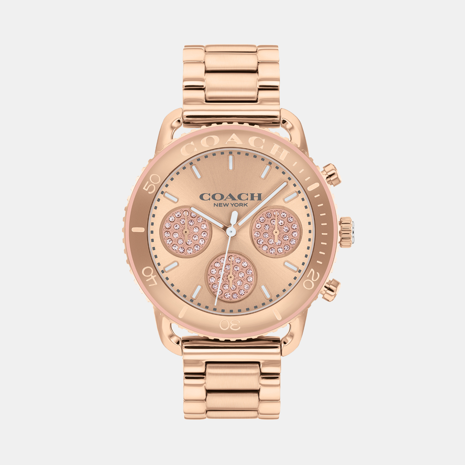 Coach Cruiser Women Quartz Rose Gold Dial Chronograph Stainless Steel Watch 14504255