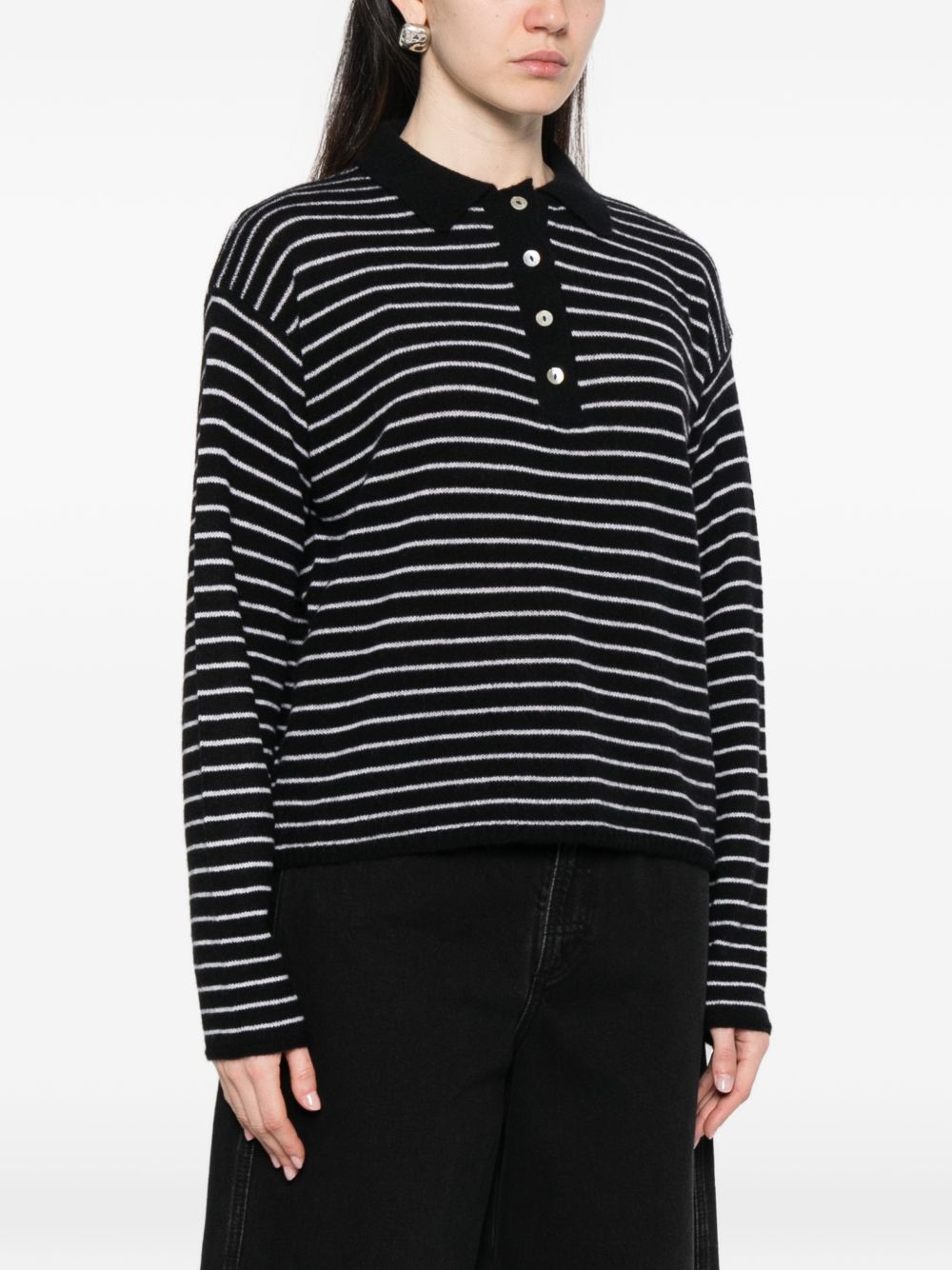 Beyou Cashmere striped polo shirt – Cashmere 100% - view 2