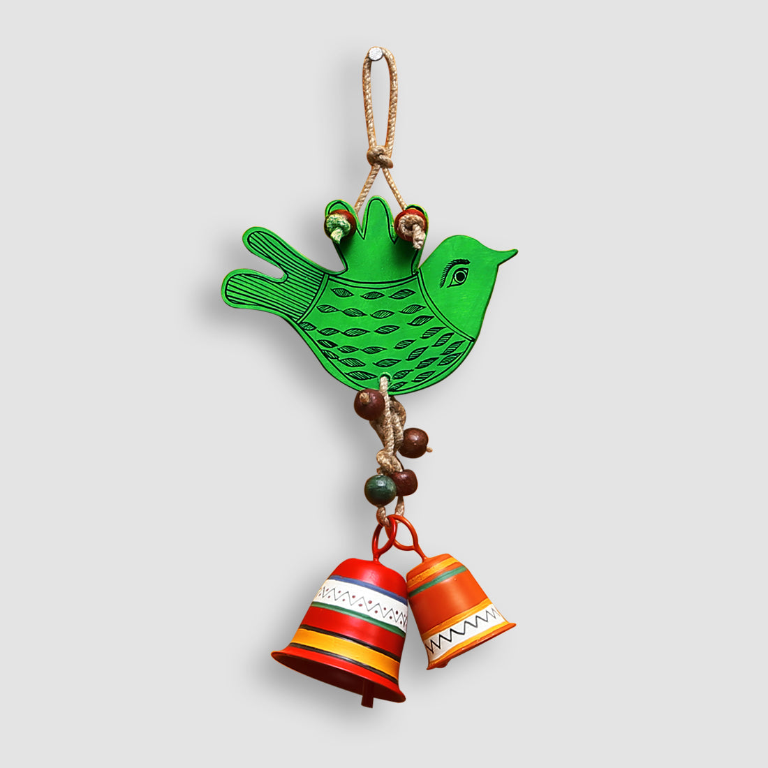EXCLUSIVELANE 'The Singing Bird' Handpainted Decorative Wind Chime In Wood & Metal - view 2