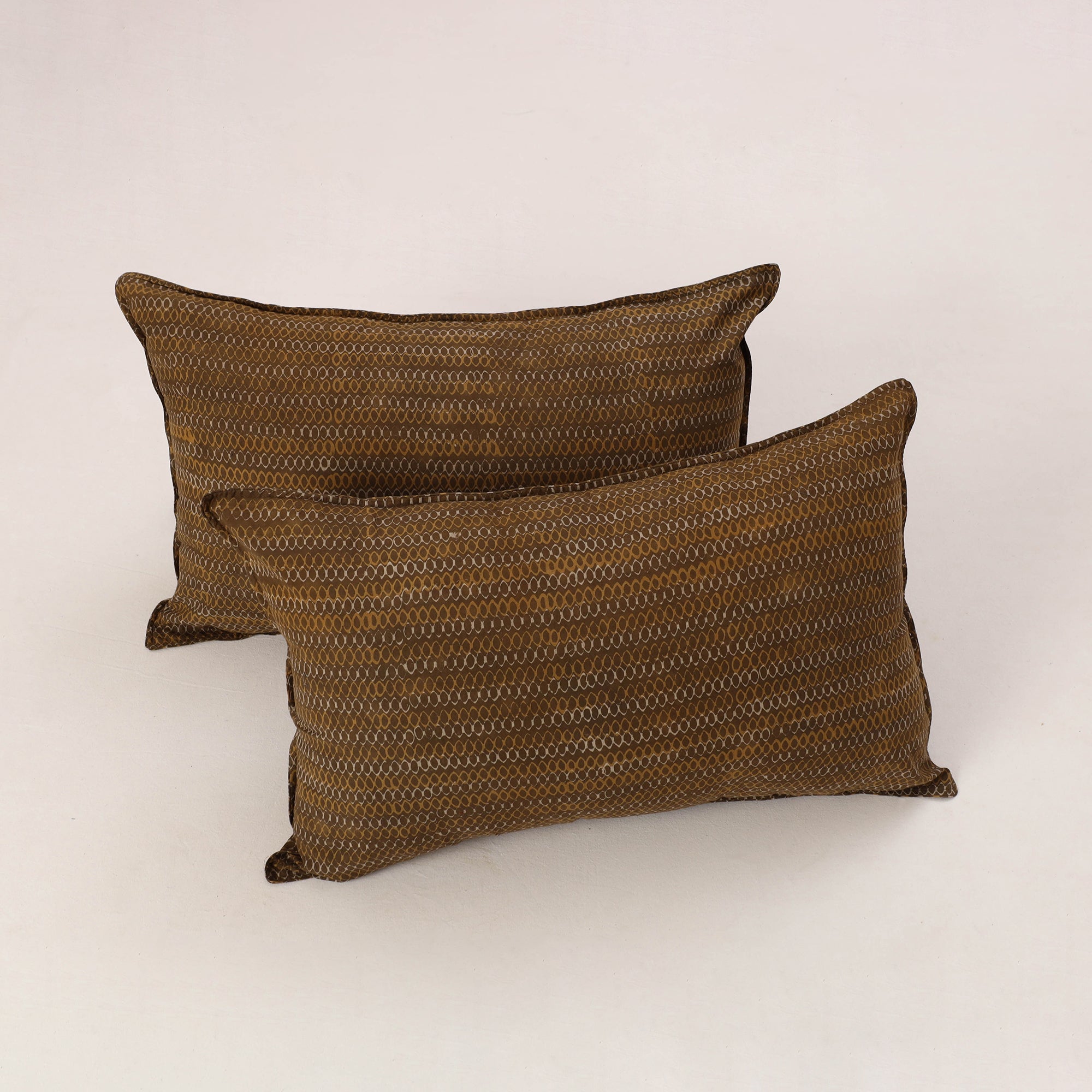 NOORI BAZAR Brown - Set of 2 Akola Block Print Cotton Pillow Covers 09