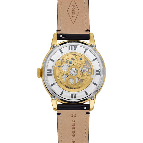 Fossil Townsman Skeleton Black Dial & Leather Strap Watch for Men - view 2