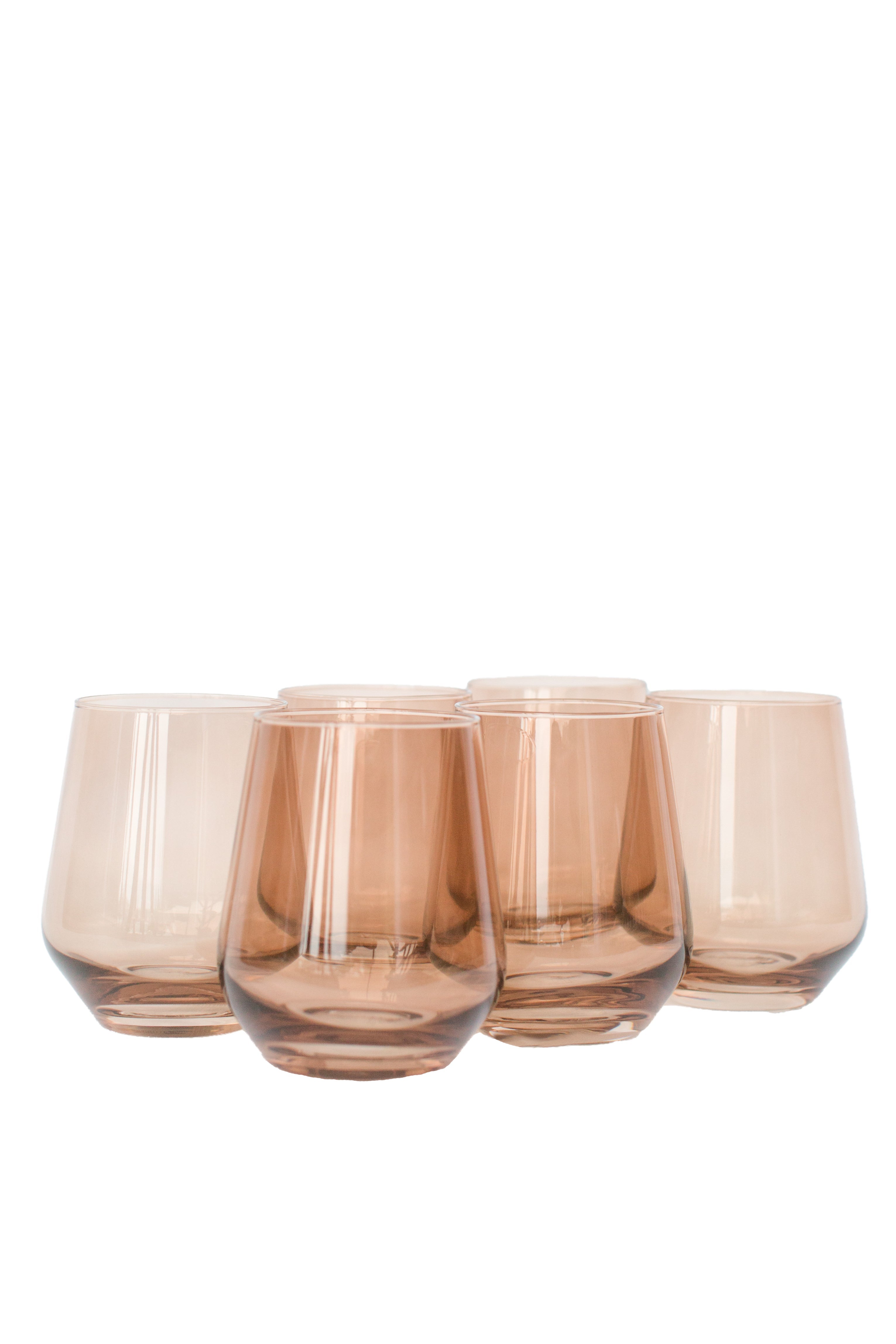 Estelle Colored Glass Estelle Colored Wine Stemless - Set of 6 {Mocha Mousse (Our Amber Smoke)} - view 9