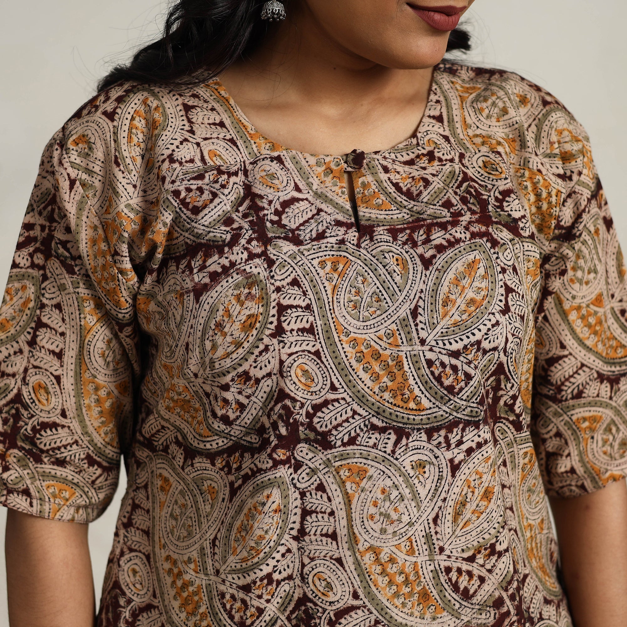 ITOKRI CASUALS Brown - Block Printed Cotton Kalamkari Kurta Set 11 - view 5