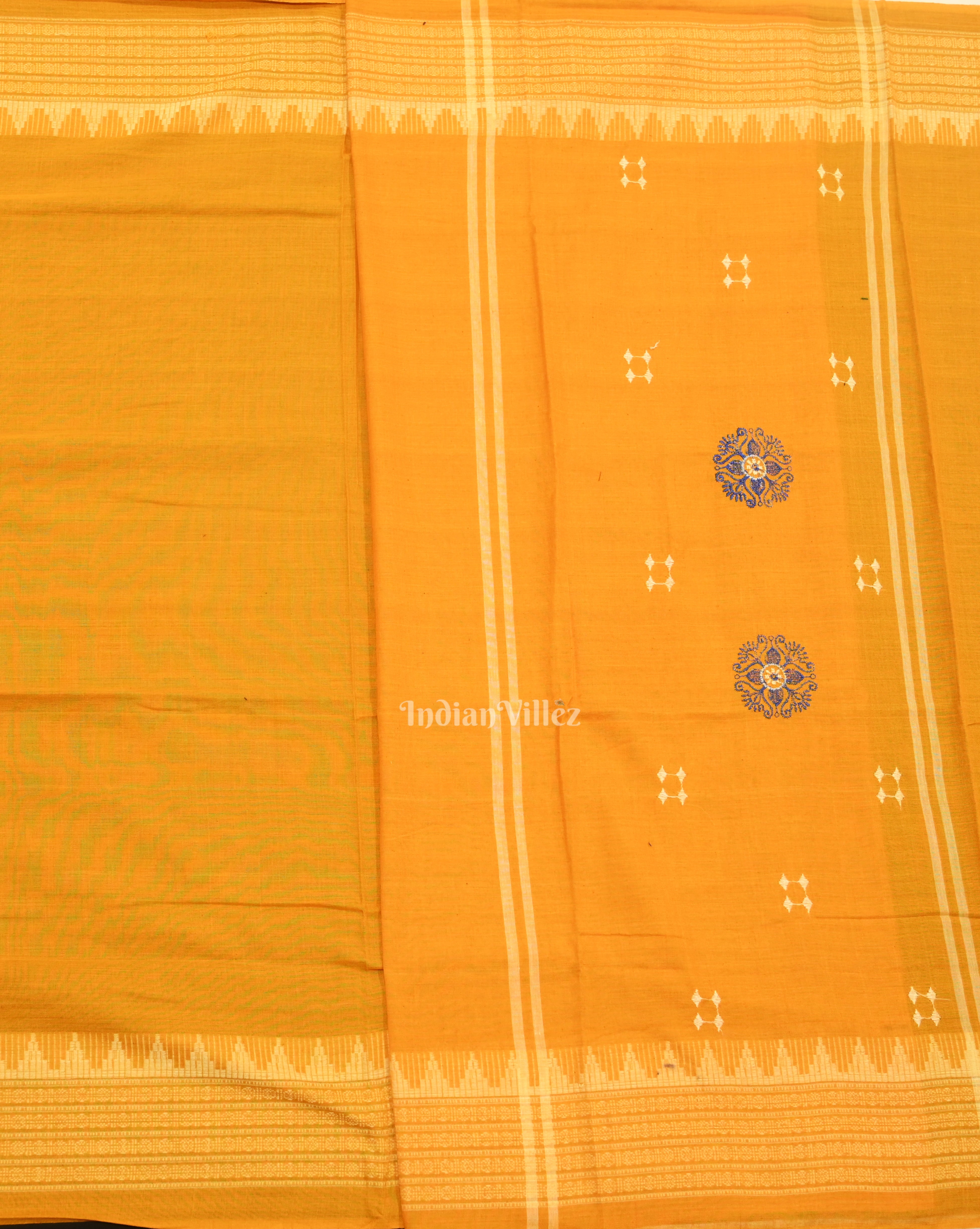 IndianVillèz Blue yellow Sambalpuri Bomkai Cotton Dress set with Dupatta - view 3