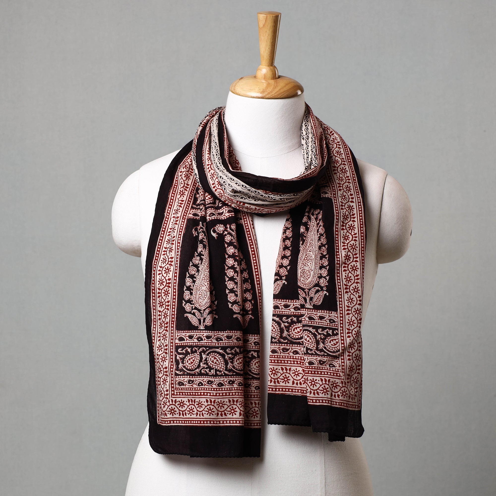 BAGH PRINTS BY MOHAMMED BILAL KHATRI Black - Bagh Hand Block Printed Cotton Stole