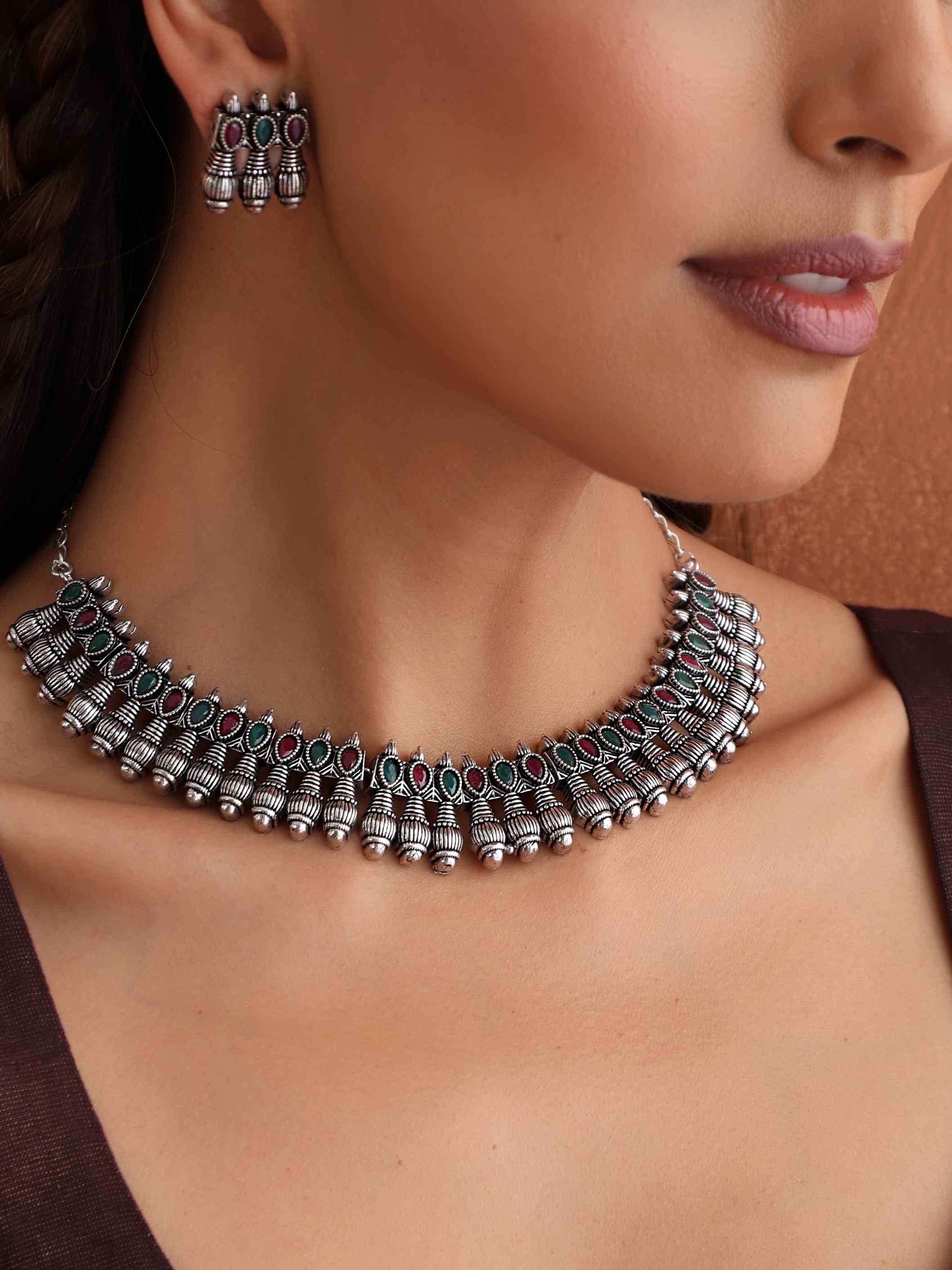 trueBrowns Silver Tone Necklace Set - view 2