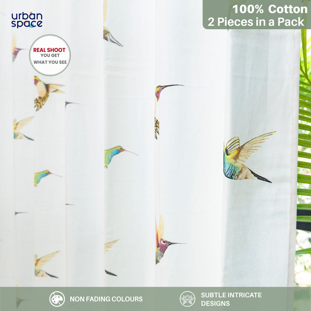 Urban Space -Home Furnishing Store 100% Cotton Curtains for Living Room, Bedroom curtains - Pack of 2 curtains, Macaw - Yellow - view 6