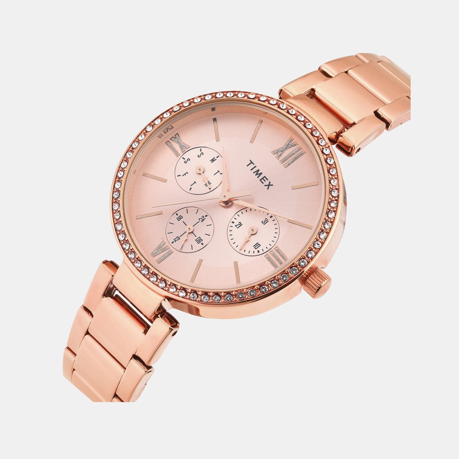 Timex Fashion Women Quartz Pink Dial Multi-Function Stainless Steel Watch TWEL18707 - view 2