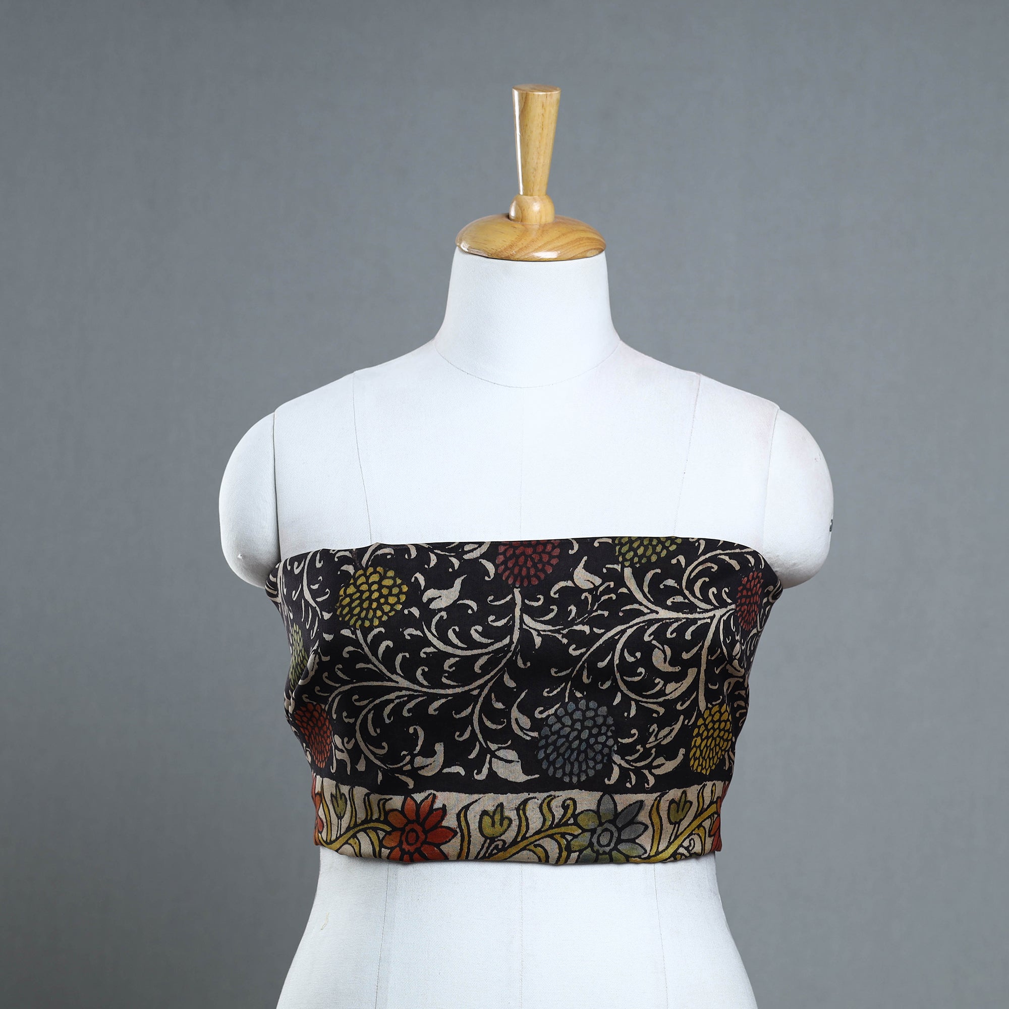 DWARAKA PLUS Black - Handpainted Chanderi Silk Kalamkari Blouse Piece 46
