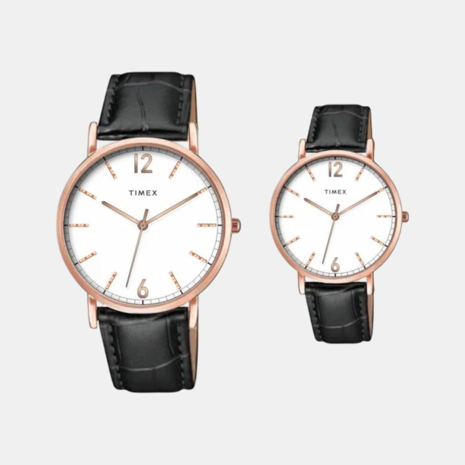 Timex Fashion Couple Quartz White Dial Analog Leather Watch TW00PR336