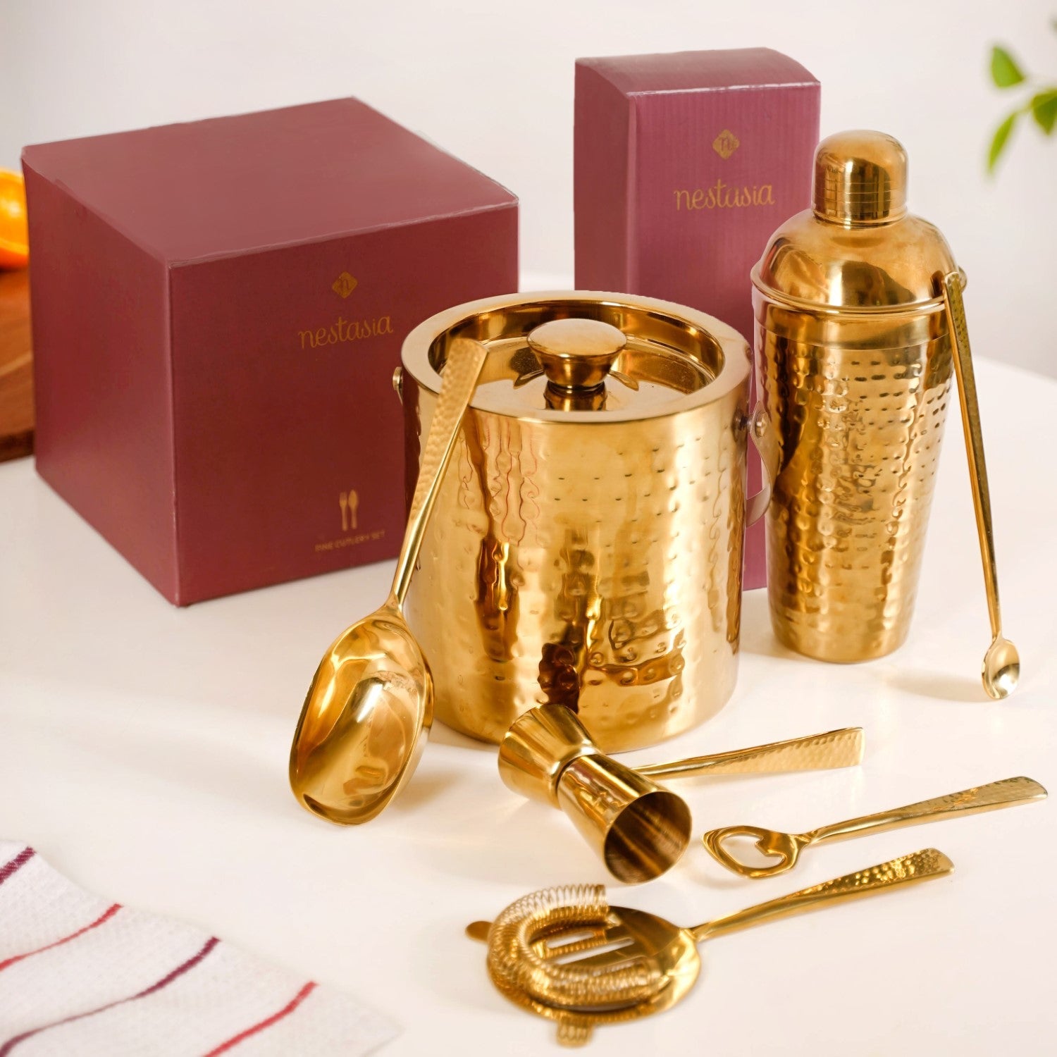 Nestasia Gold Hammered Texture Bar Tool Set Of 7 - view 2