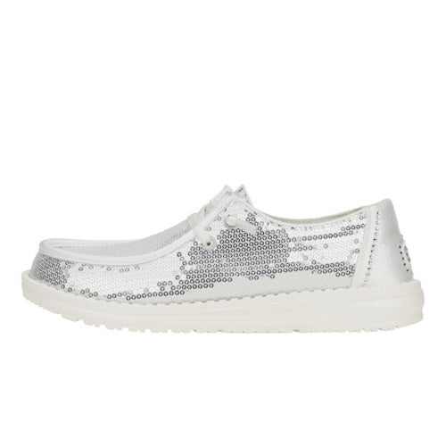 HEYDUDE shoes Wendy Disco Sequin - SIlver/White