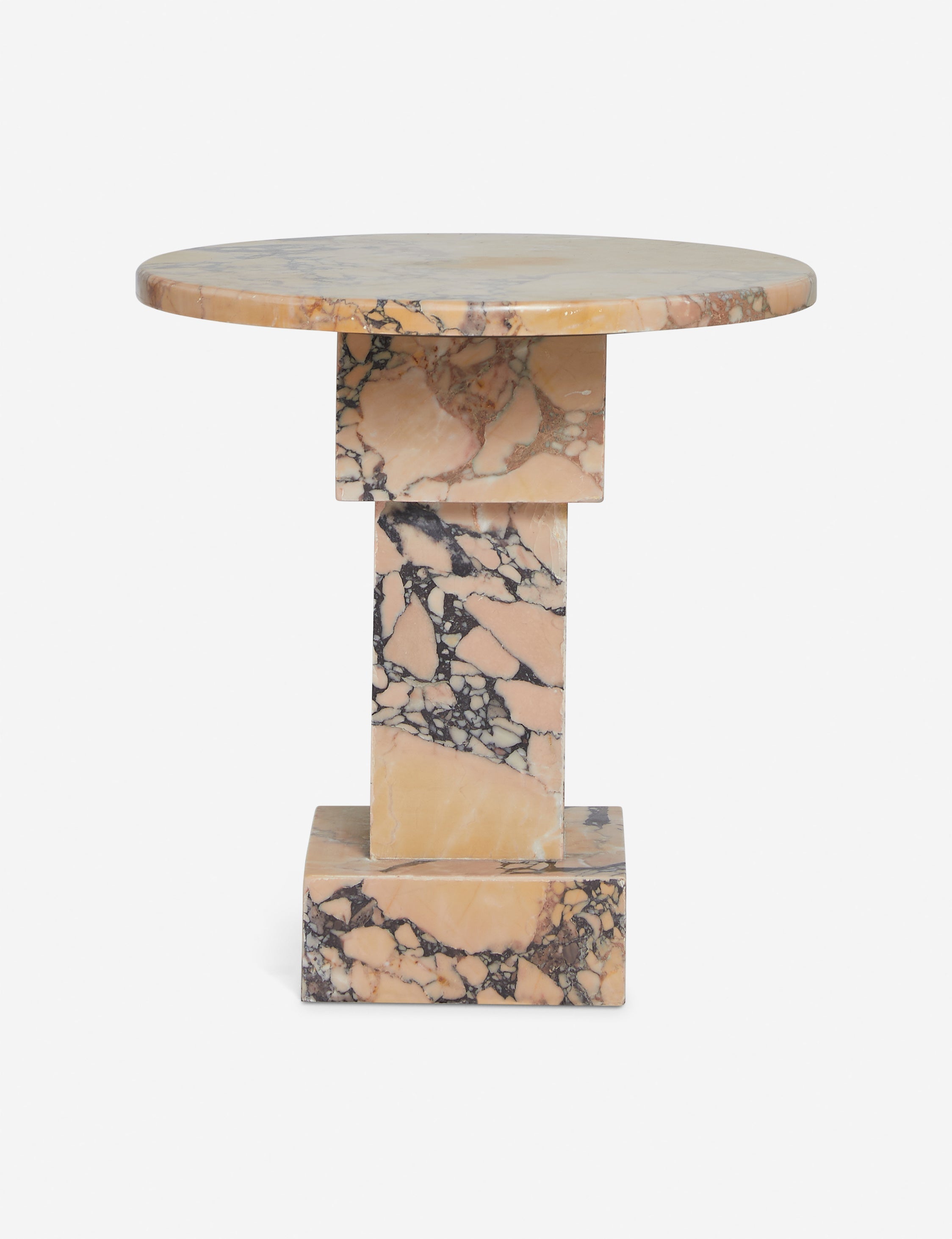 Lulu and Georgia Potts Round Side Table – Orange Marble