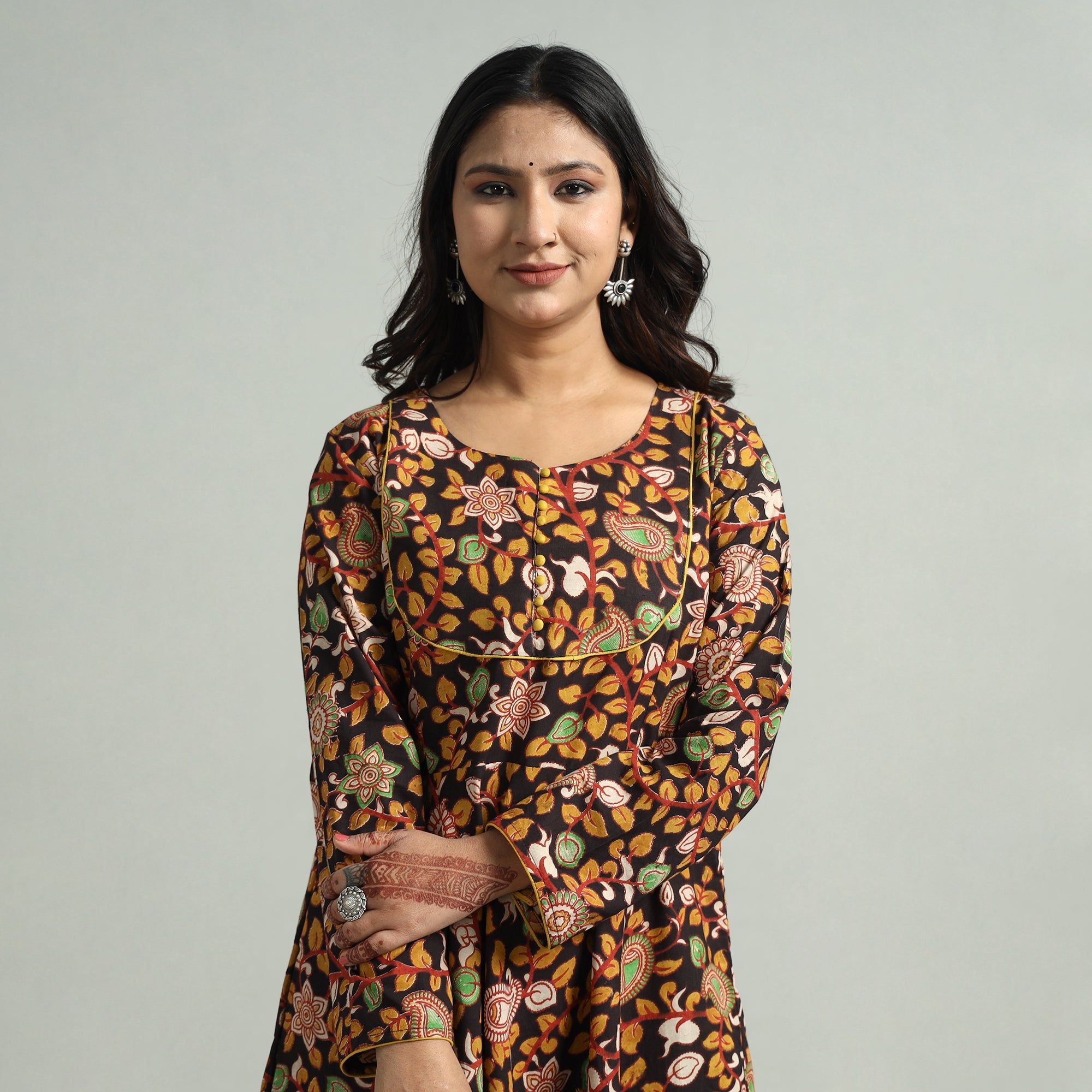 ITOKRI CASUALS Black - Kalamkari Printed Cotton A-Line Dress