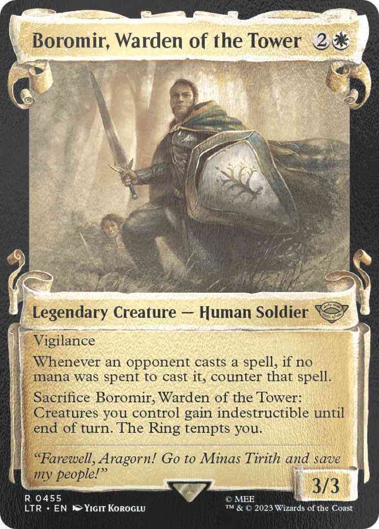 Tower 455 scrolls – Magic Boromir, Warden of the Tower [455] [Scrolls Showcase] [The Lord of the Rings: Tales of Middle-earth] [Silver Foil]