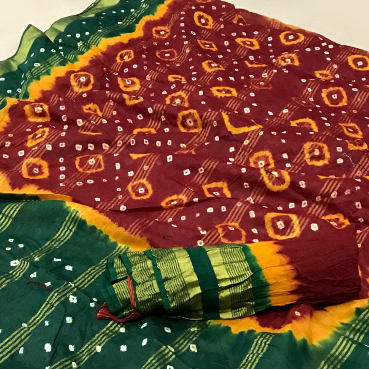 Peachmode Maroon Casual Wear Printed Pure Cotton Saree - view 2