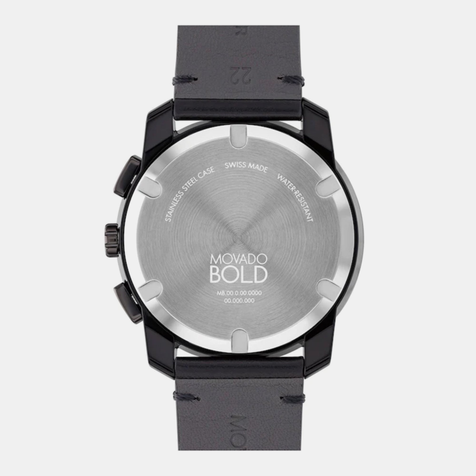 Movado Bold Men Quartz Black Dial Chronograph Leather Watch 3601114 - view 3