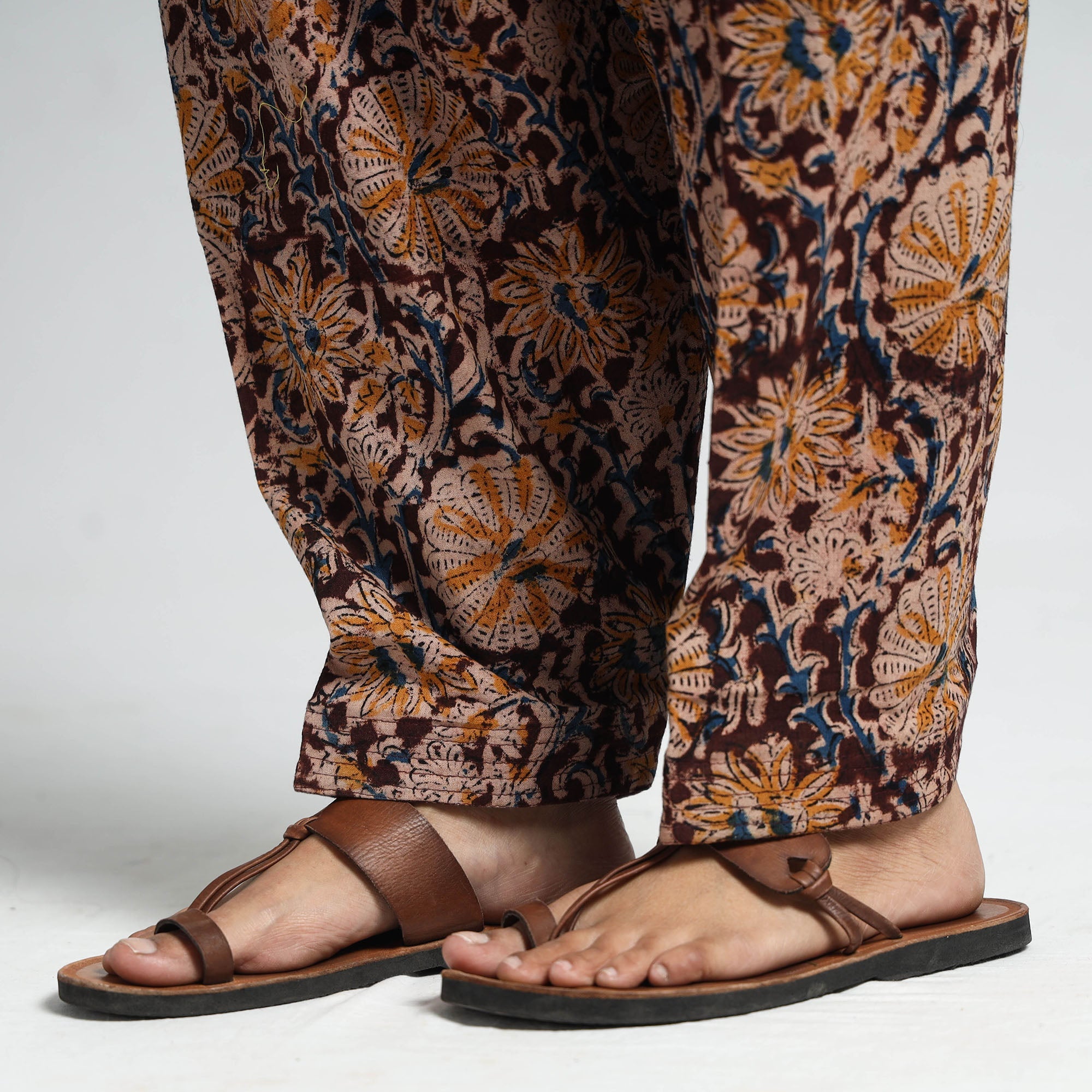 ITOKRI CASUALS Brown - Kalamkari Block Printed Cotton Elasticated Salwar 17 - view 5