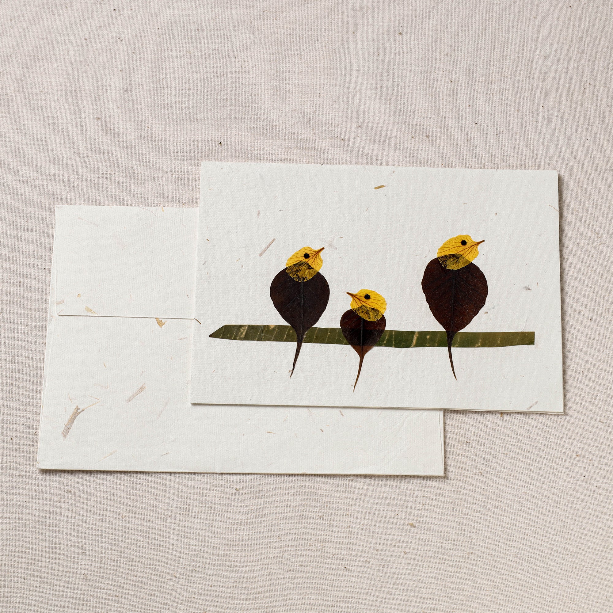 ITOKRI CRAFTS INITIATIVE Bird Family - Flower Art Handmade Paper Greeting Card 75