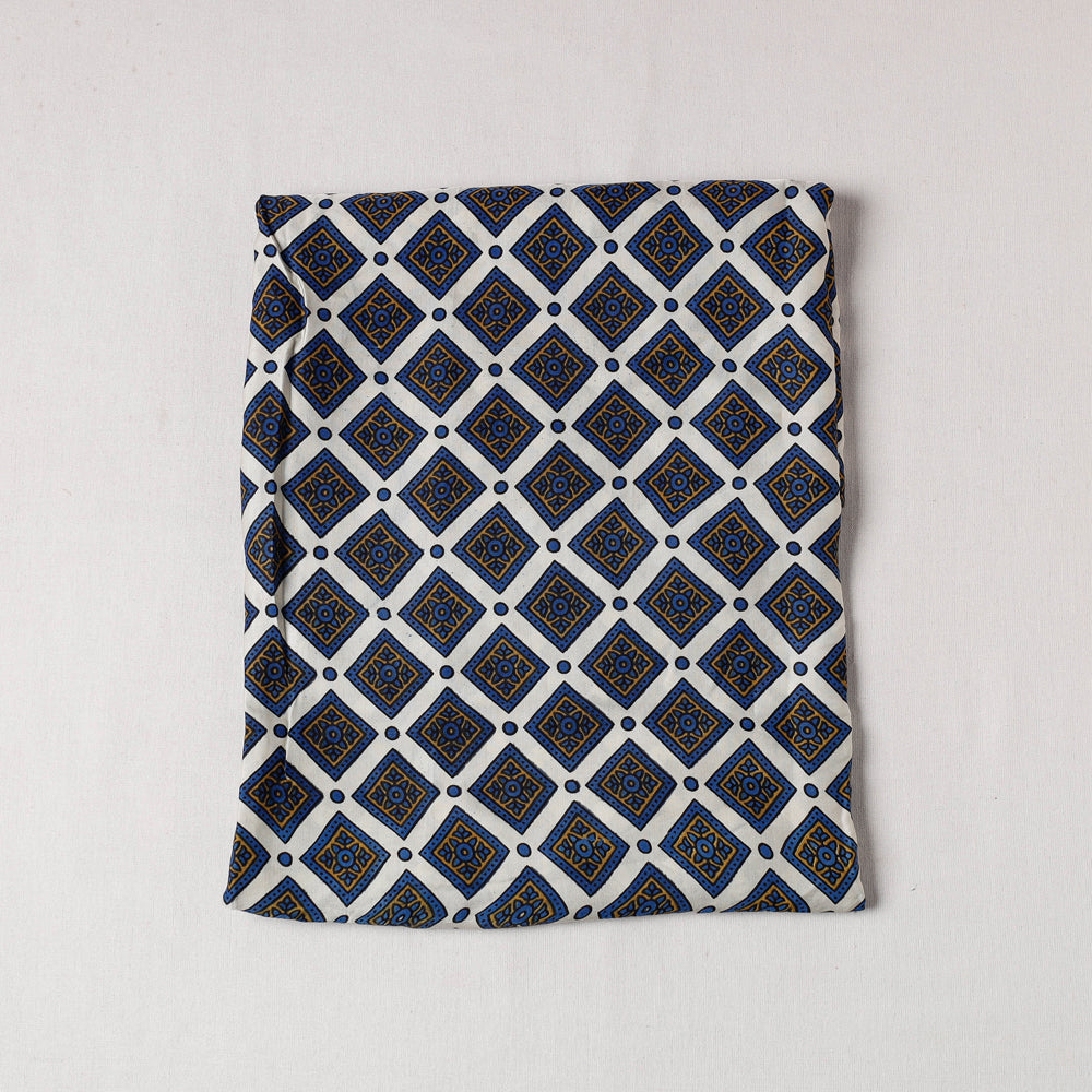 KACHCHH JI CHHAAP Blue - Ajrakh Modal Silk Precut fabric - (1 meter)
