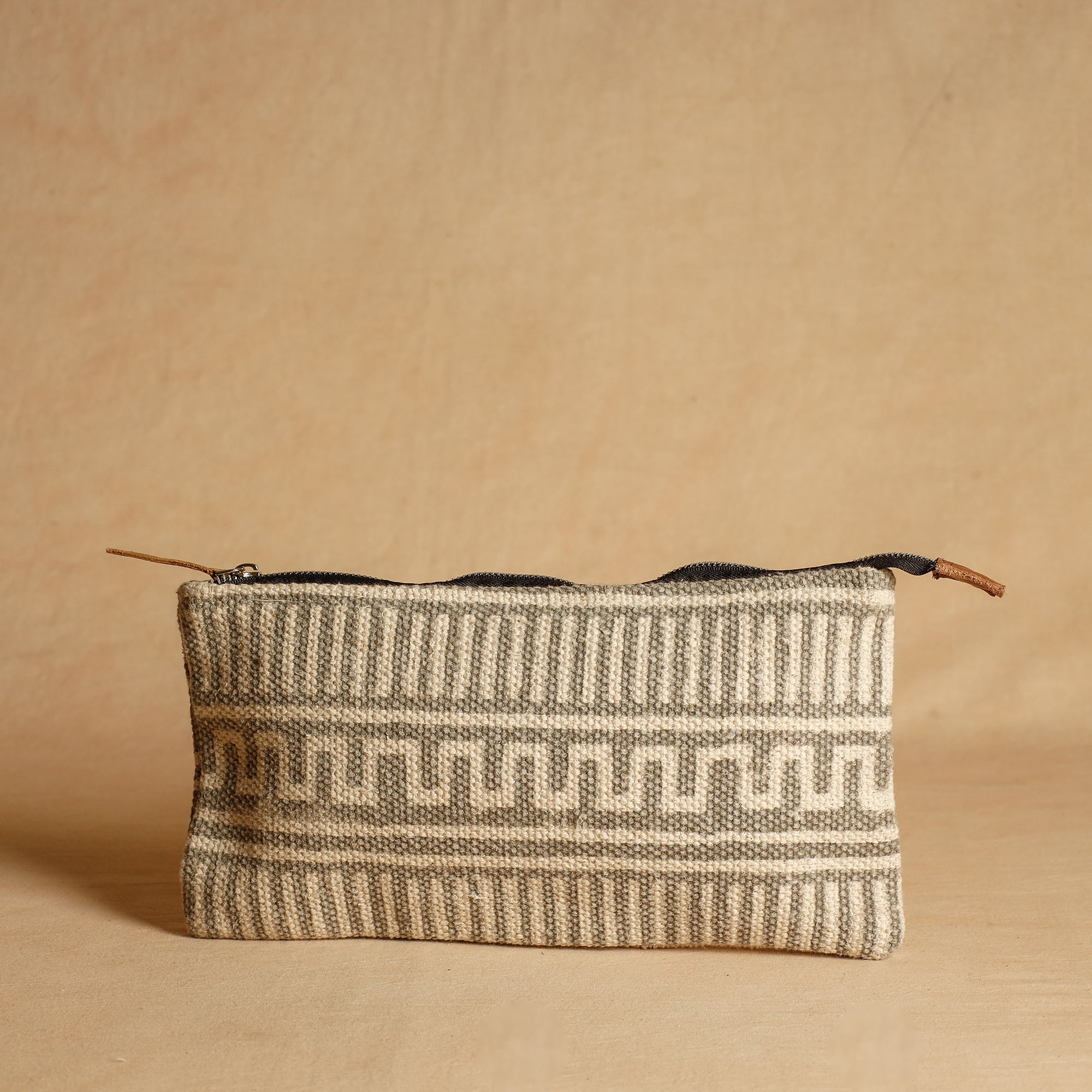 HAVELI CHRONICLES Beige - Jaipur Block Printed Handloom Cotton Multipurpose Toiletry Pouch (7 x 12 in)