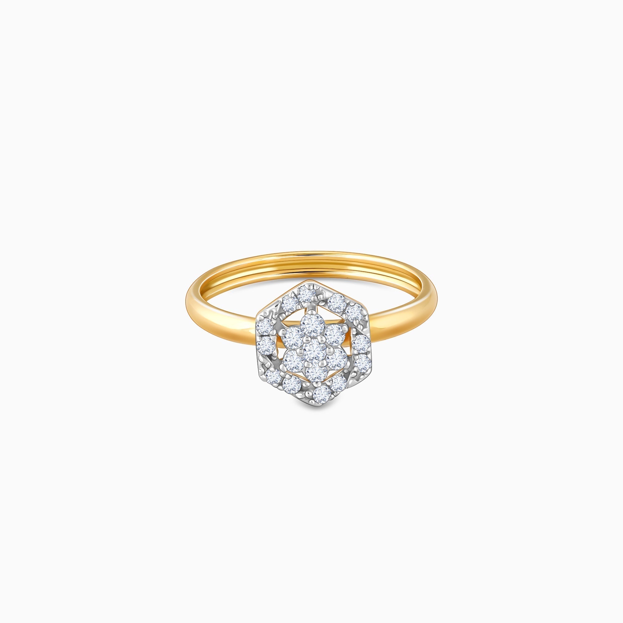 GIVA Jewellery Gold Floral Geometry Diamond Ring