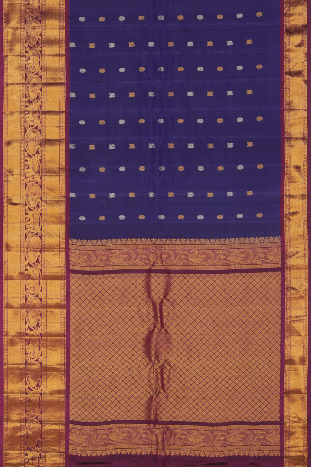 Kalanjali Gadwal Indigo Blue Saree – Women's - view 3