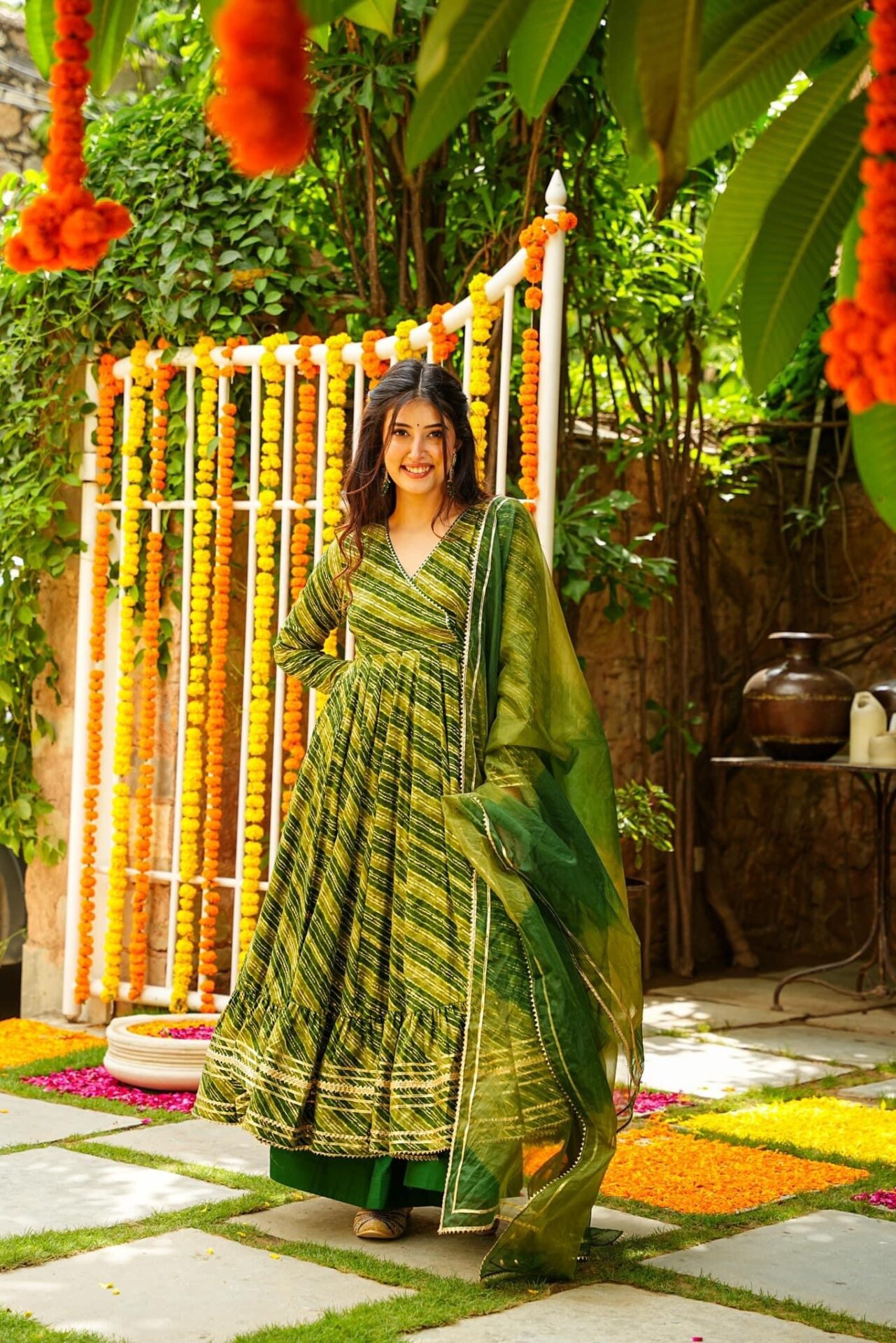Idaho-o Ruth green kurta-palazzo set - view 2