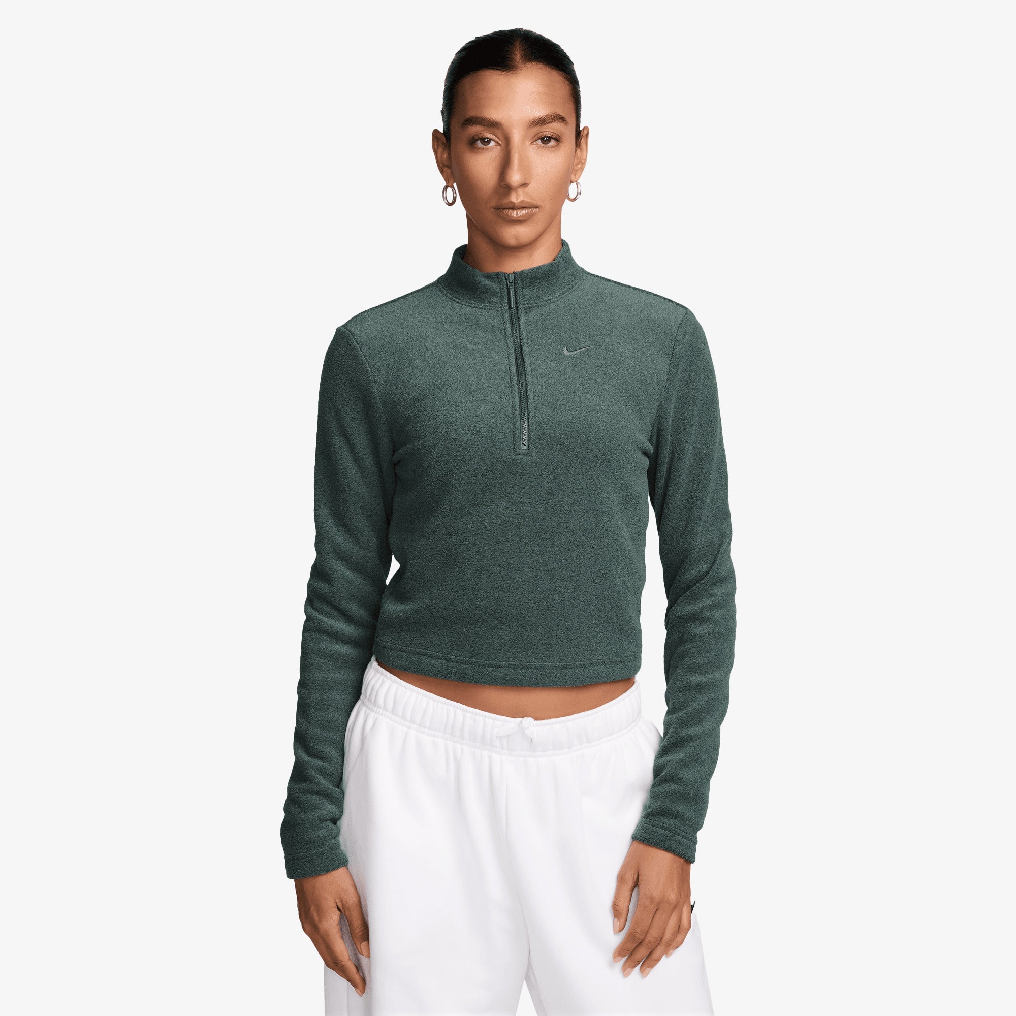 Nike | Slim Long-sleeve Cozy Fleece 1/2-zip Top { Vintage Green/bicoastal