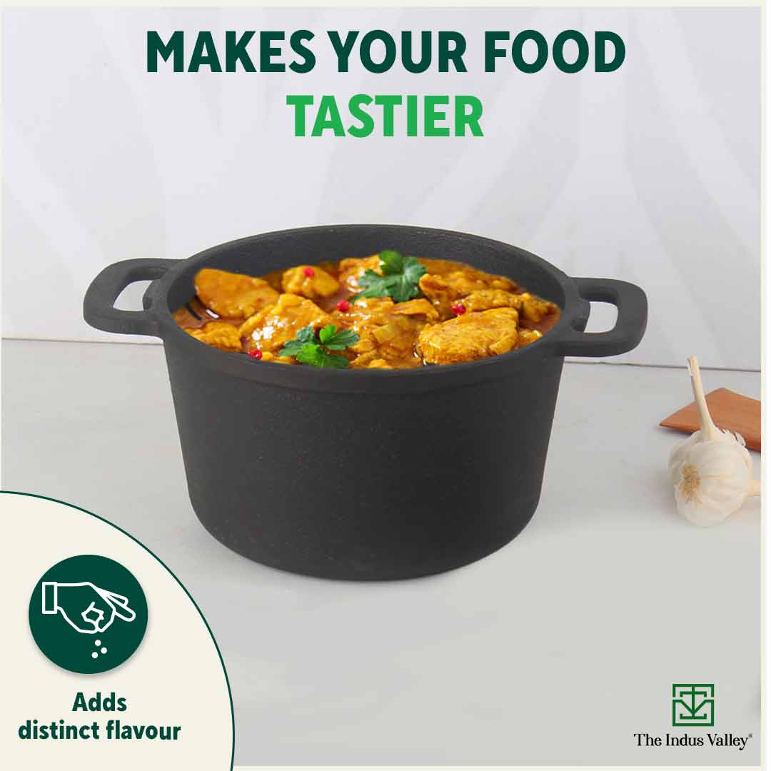The Indus Valley CASTrong Cast Iron Dutch Oven/ Casserole with Lid,Pre-seasoned, 100% Pure, Toxin-free, Induction, 27cm, 5 Liter, 6.83kg - view 9