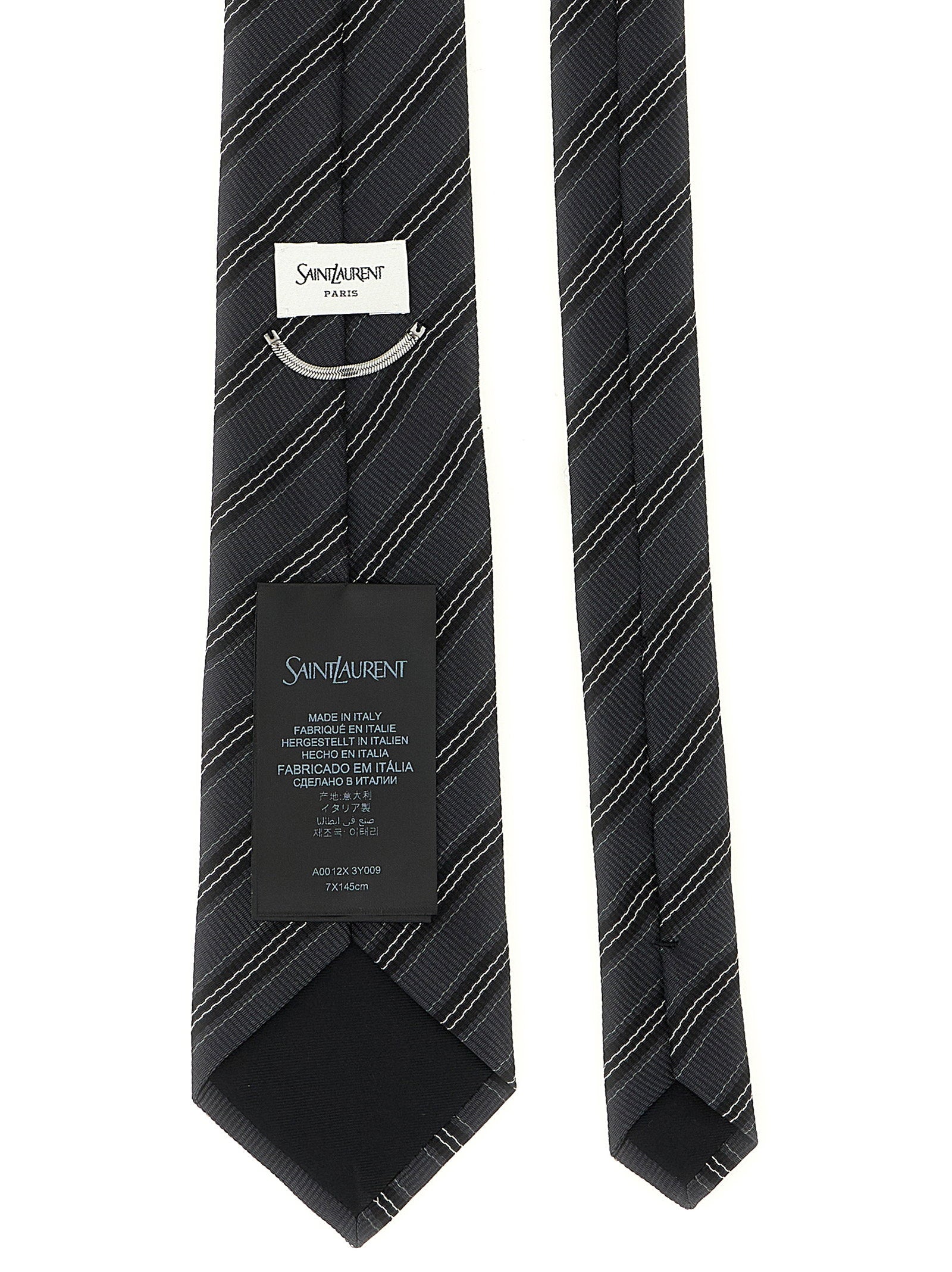 Saint Laurent Striped Tie – 100% silk - view 2