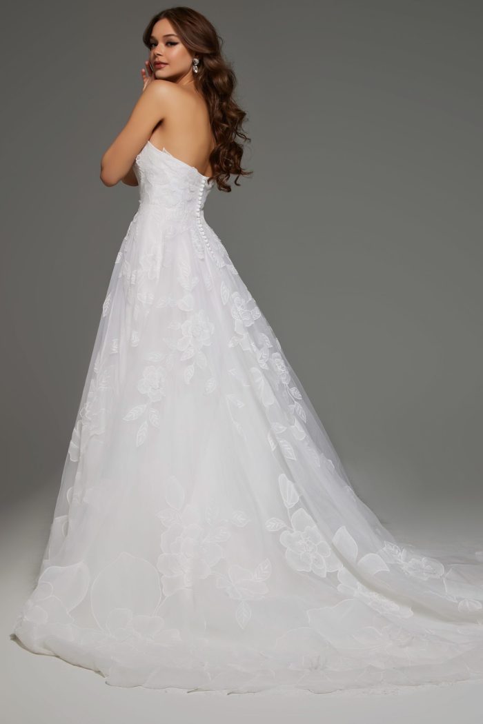 Jovani JB42324 A Line Long Floral Wedding Dress - view 2