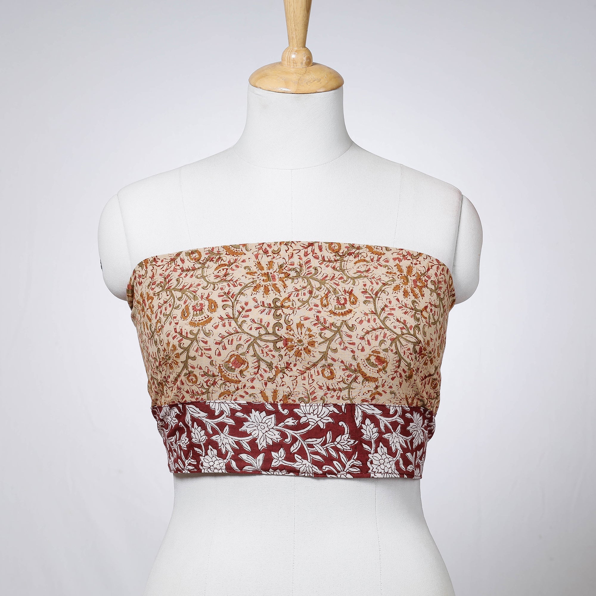 NOORI BAZAR Beige - Rangoli Kalamkari Block Printed Cotton Blouse Piece