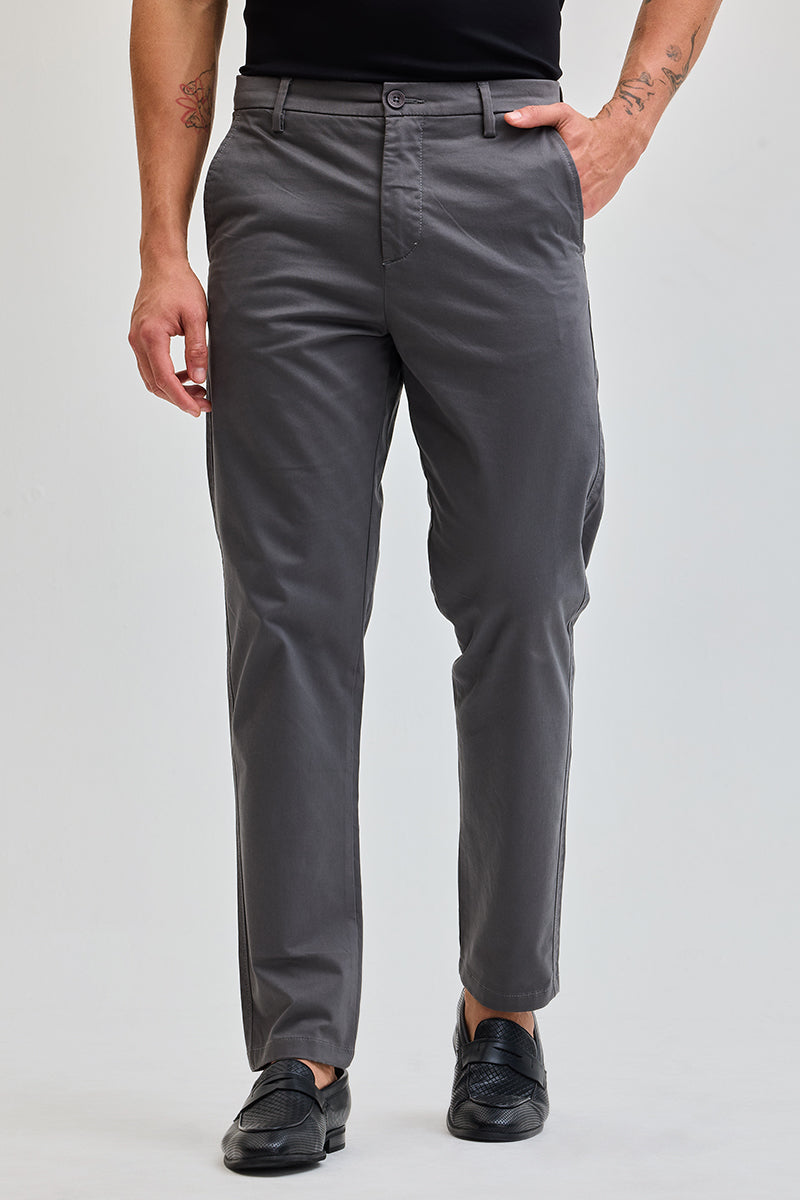 SNITCH Dark Grey Slim Fit Trousers - view 4