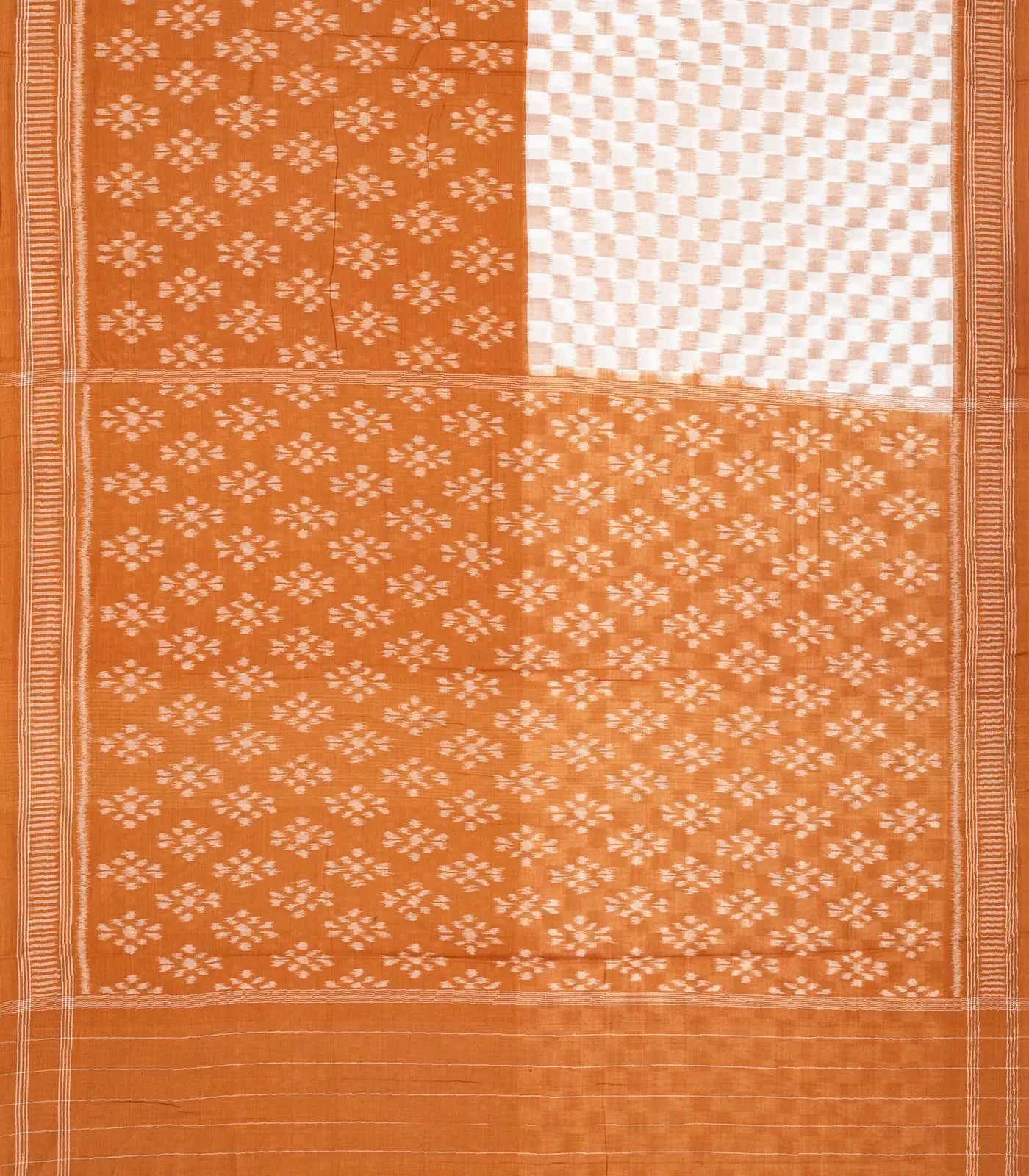RmKV White & Beige Handloom Orissa Half & Half Cotton Saree With Tie & Dye Motifs - view 2
